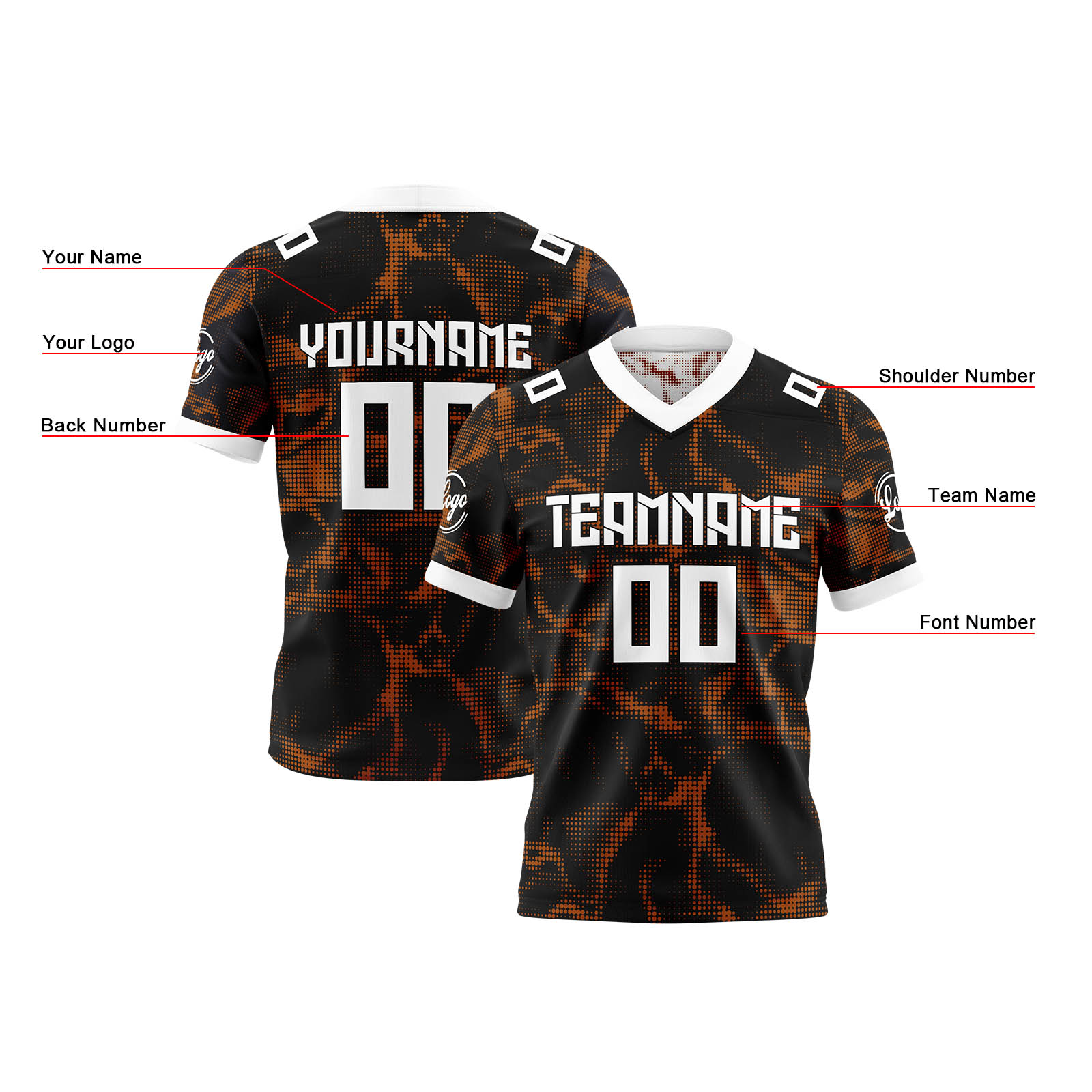 Custom Brown Reversible Football Jersey Personalized Gradient Football Shirts for Men Printed Team Name Number Logo