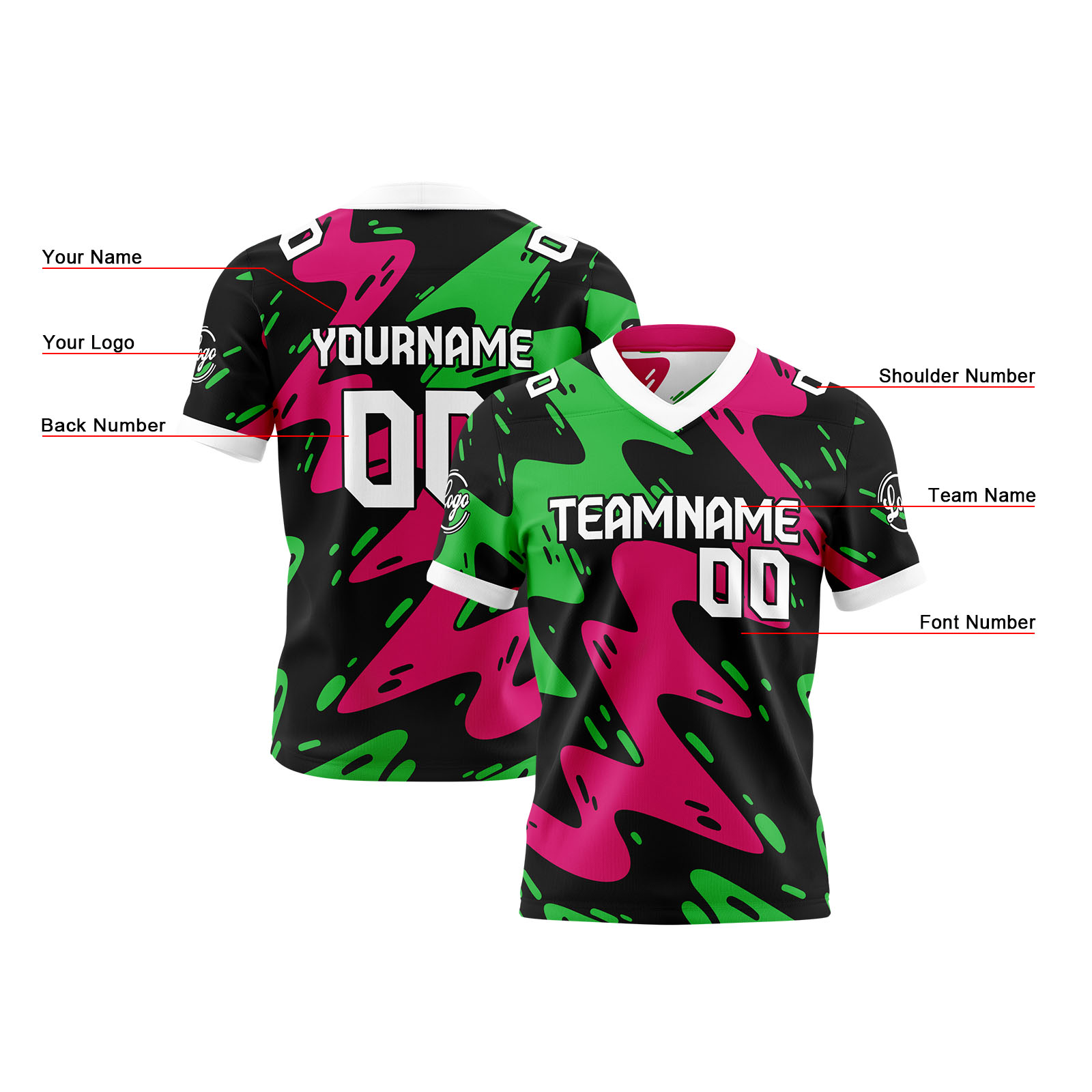 Custom Black Rose Reversible Football Jersey Personalized Gradient Football Shirts for Men Printed Team Name Number Logo