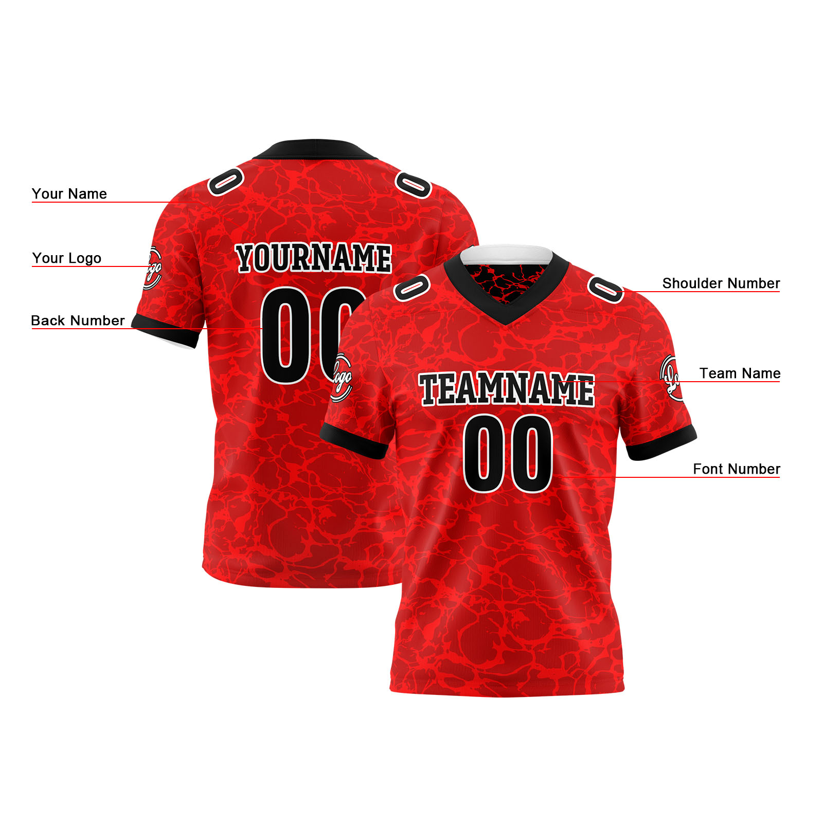 Custom Red White Reversible Football Jersey Personalized Gradient Football Shirts for Men Printed Team Name Number Logo
