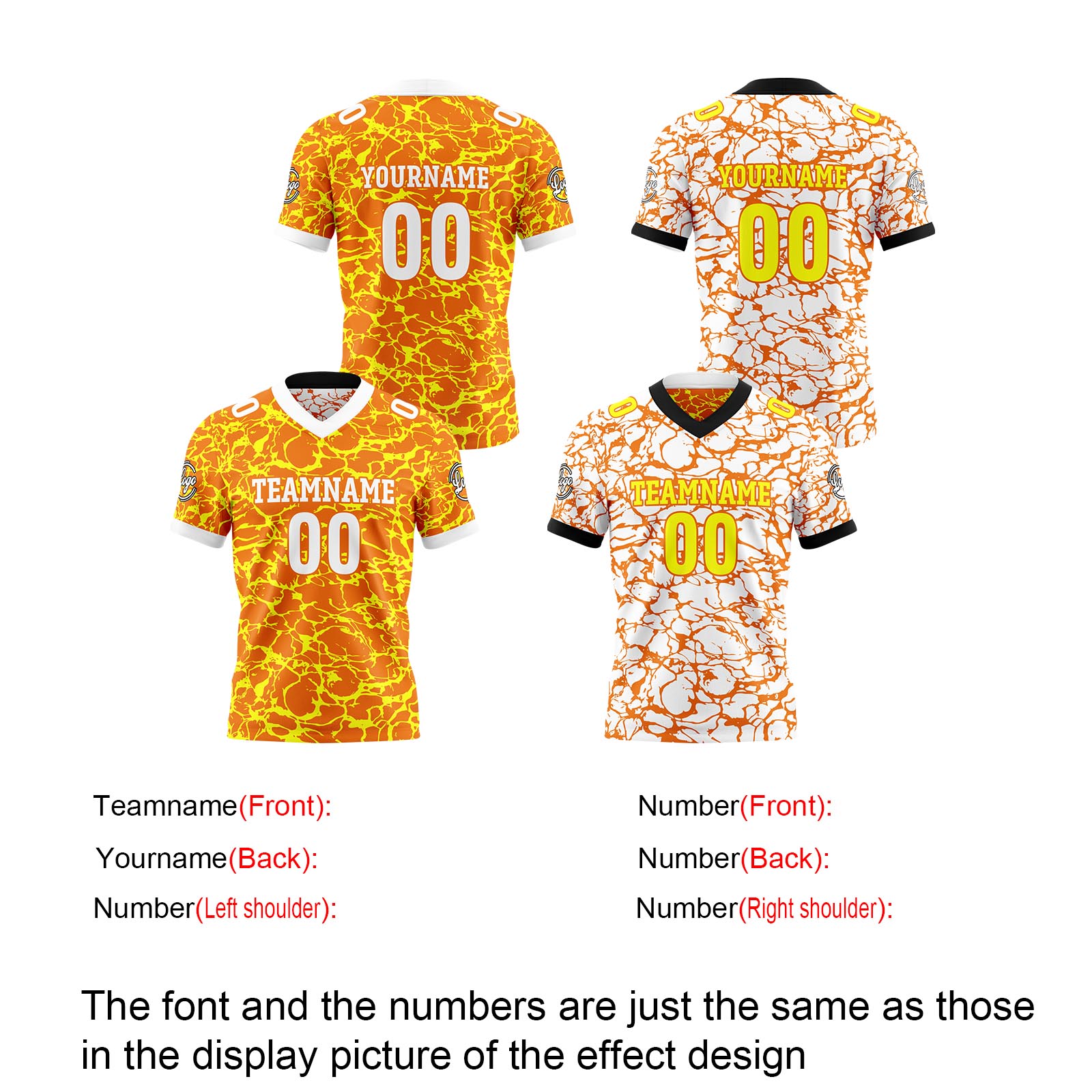 Custom White Orange Reversible Football Jersey Personalized Gradient Football Shirts for Men Printed Team Name Number Logo