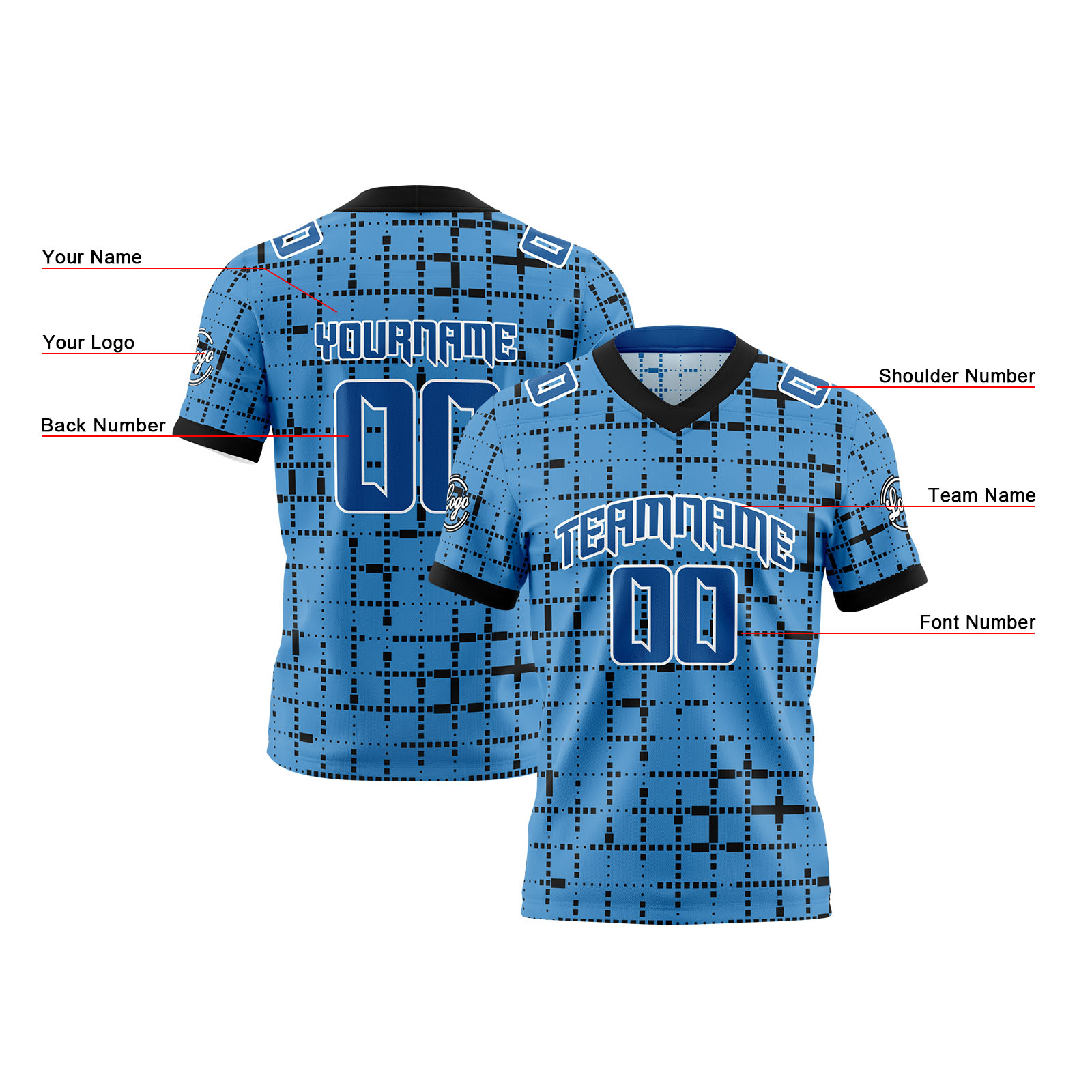 Custom White Blue Reversible Football Jersey Personalized Gradient Football Shirts for Men Printed Team Name Number Logo