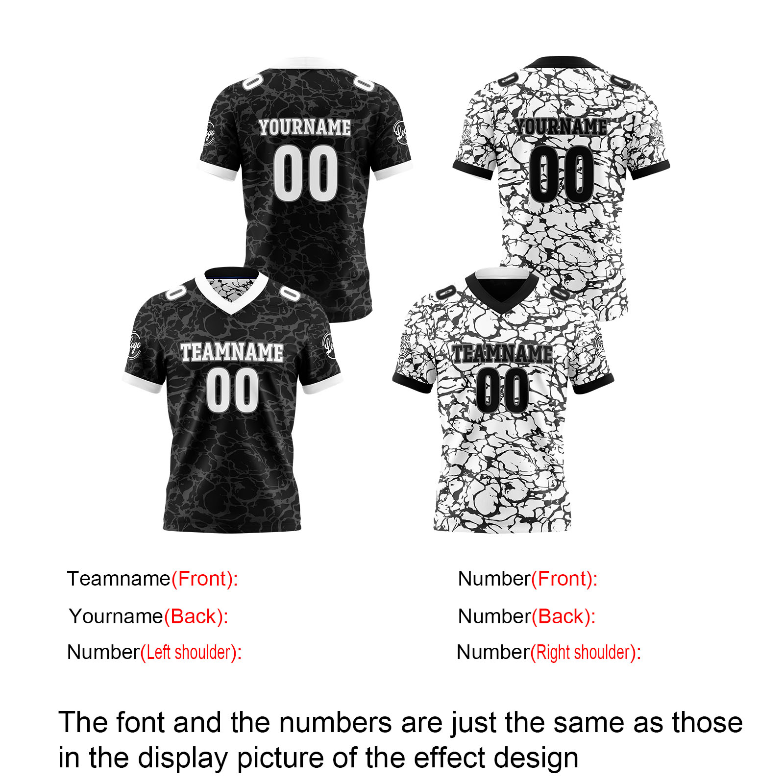 Custom Black White Reversible Football Jersey Personalized Gradient Football Shirts for Men Printed Team Name Number Logo