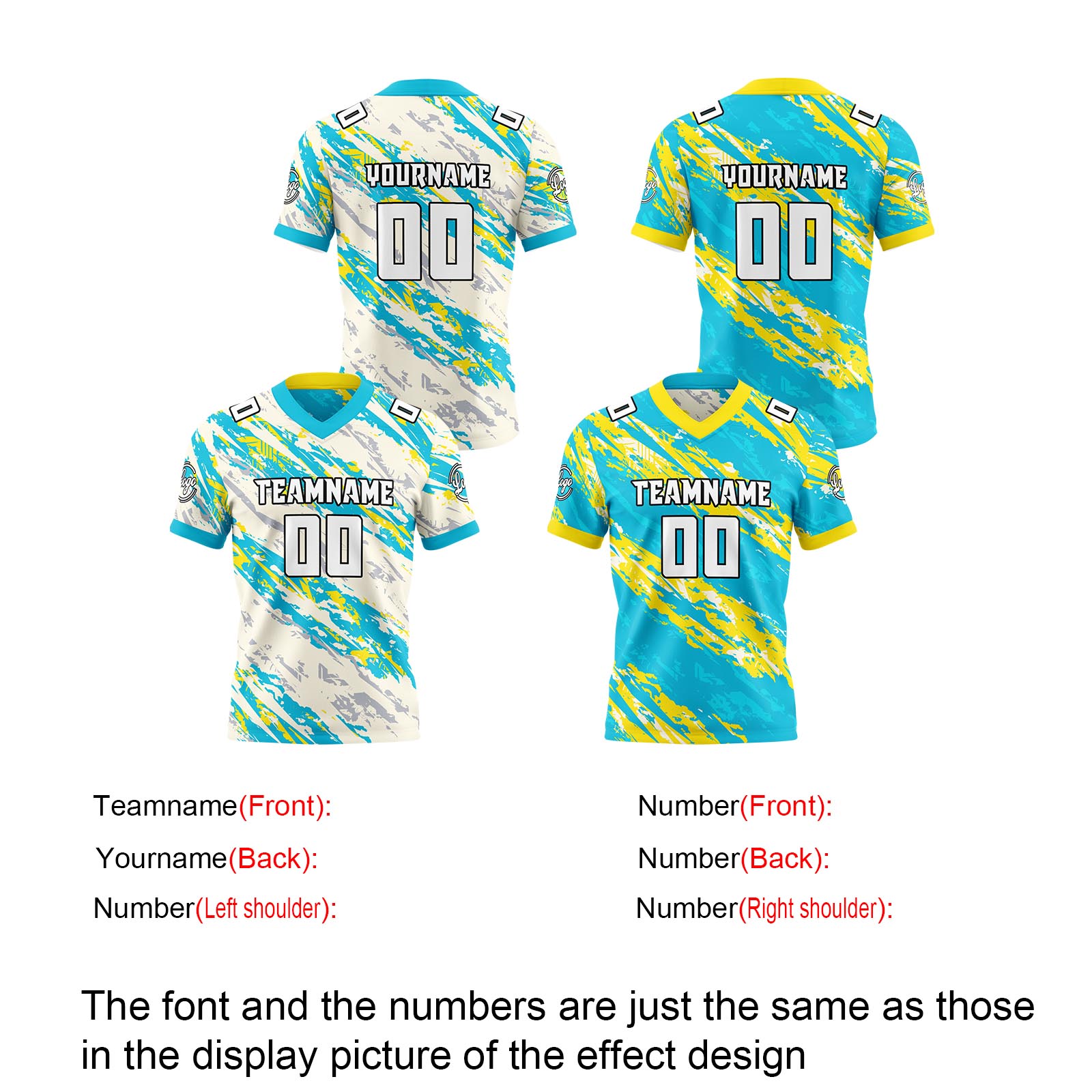 Custom Blue  Yellow Reversible Football Jersey Personalized Gradient Football Shirts for Men Printed Team Name Number Logo