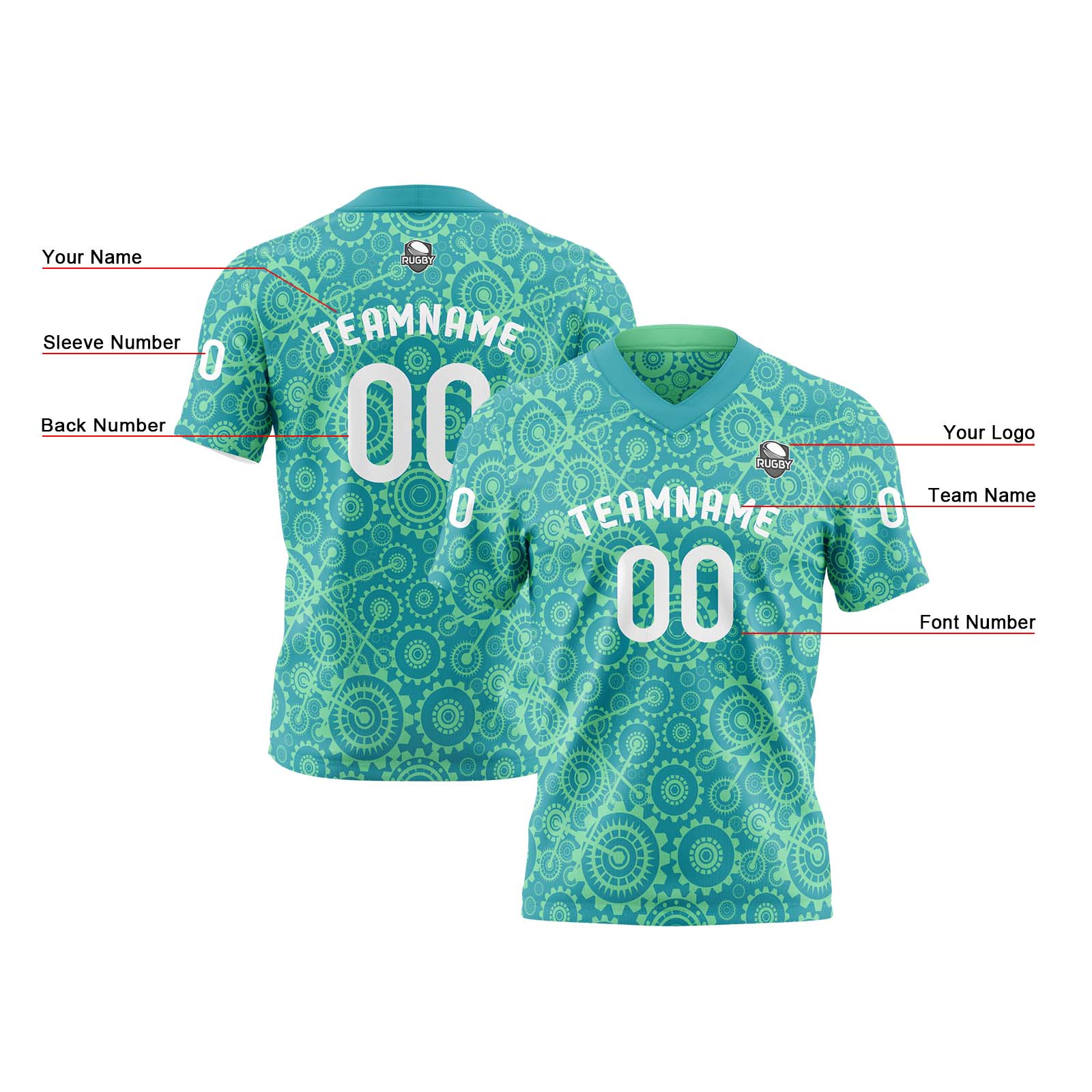Custom Green Reversible Football Jersey Personalized Gradient Football Shirts for Men Printed Team Name Number Logo
