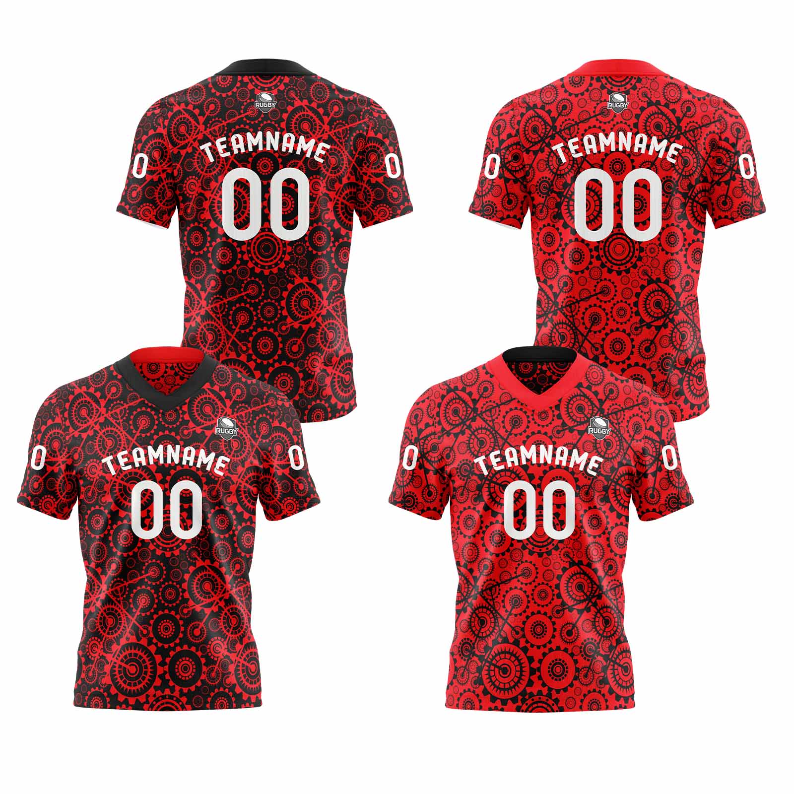 Custom Red Black Reversible Football Jersey Personalized Gradient Football Shirts for Men Printed Team Name Number Logo