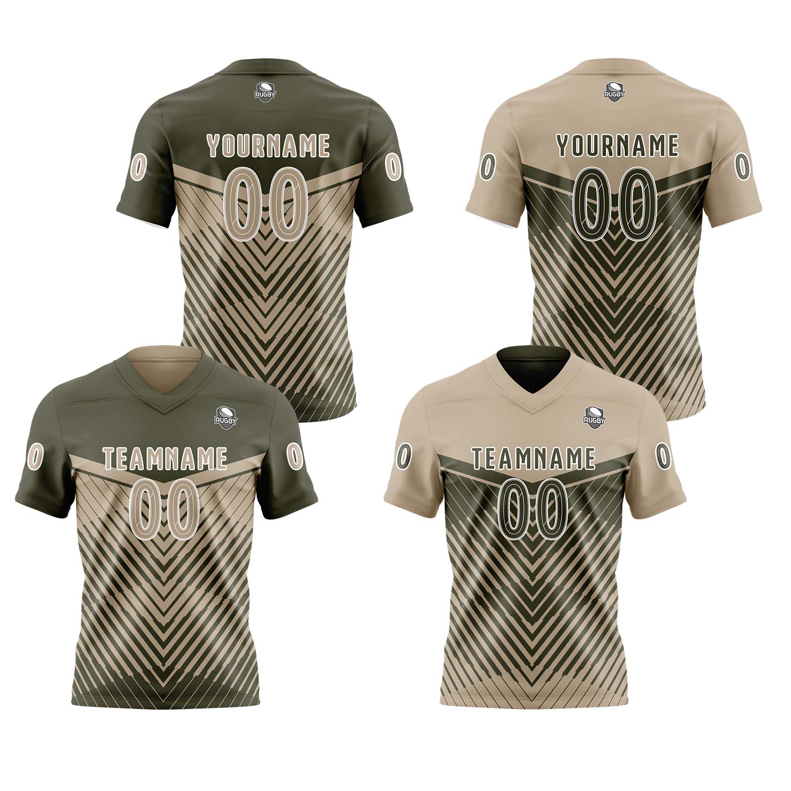 Custom Olive Green Khaki Reversible Football Jersey Personalized Gradient Football Shirts for Men Printed Team Name Number Logo