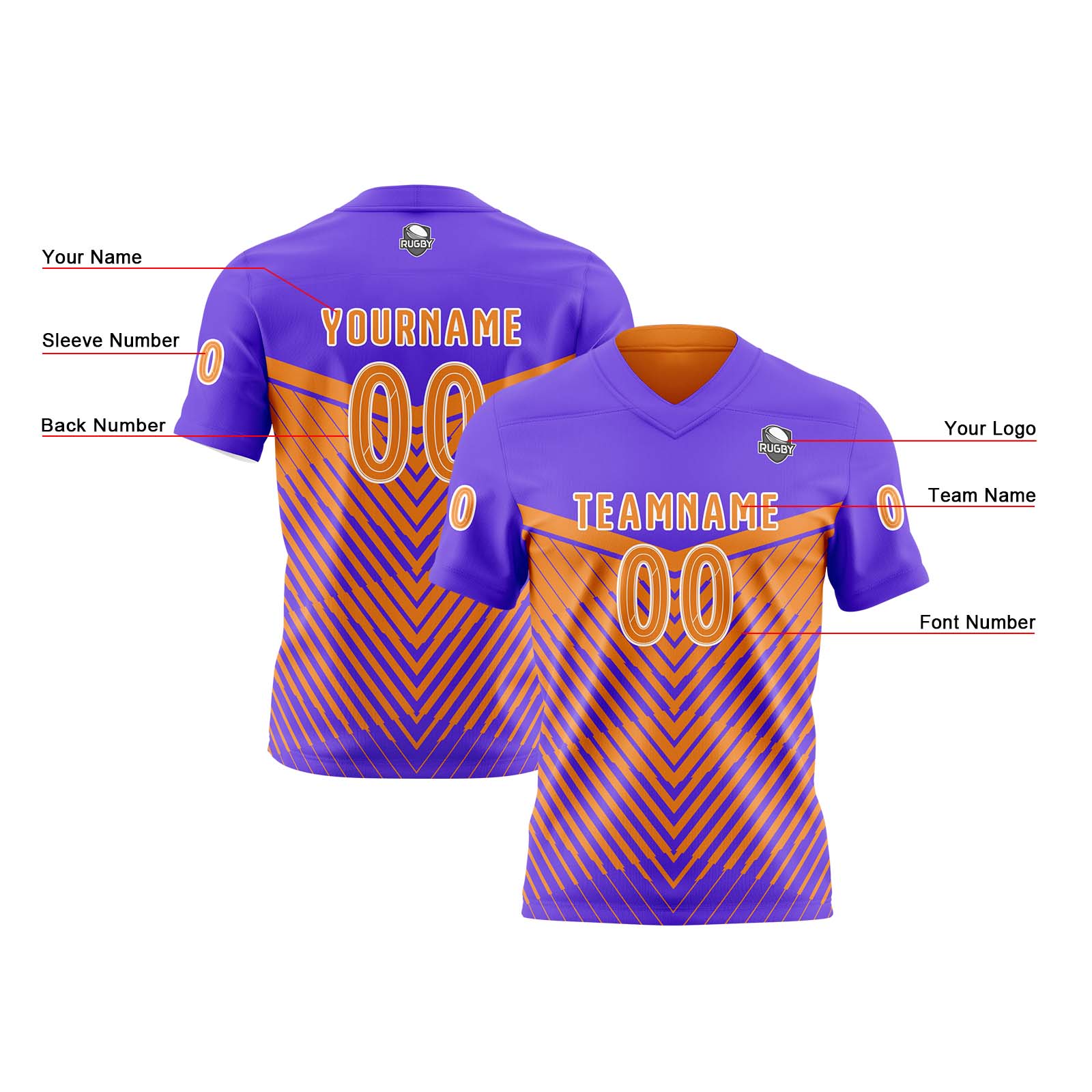 Custom Purple Orange Reversible Football Jersey Personalized Gradient Football Shirts for Men Printed Team Name Number Logo