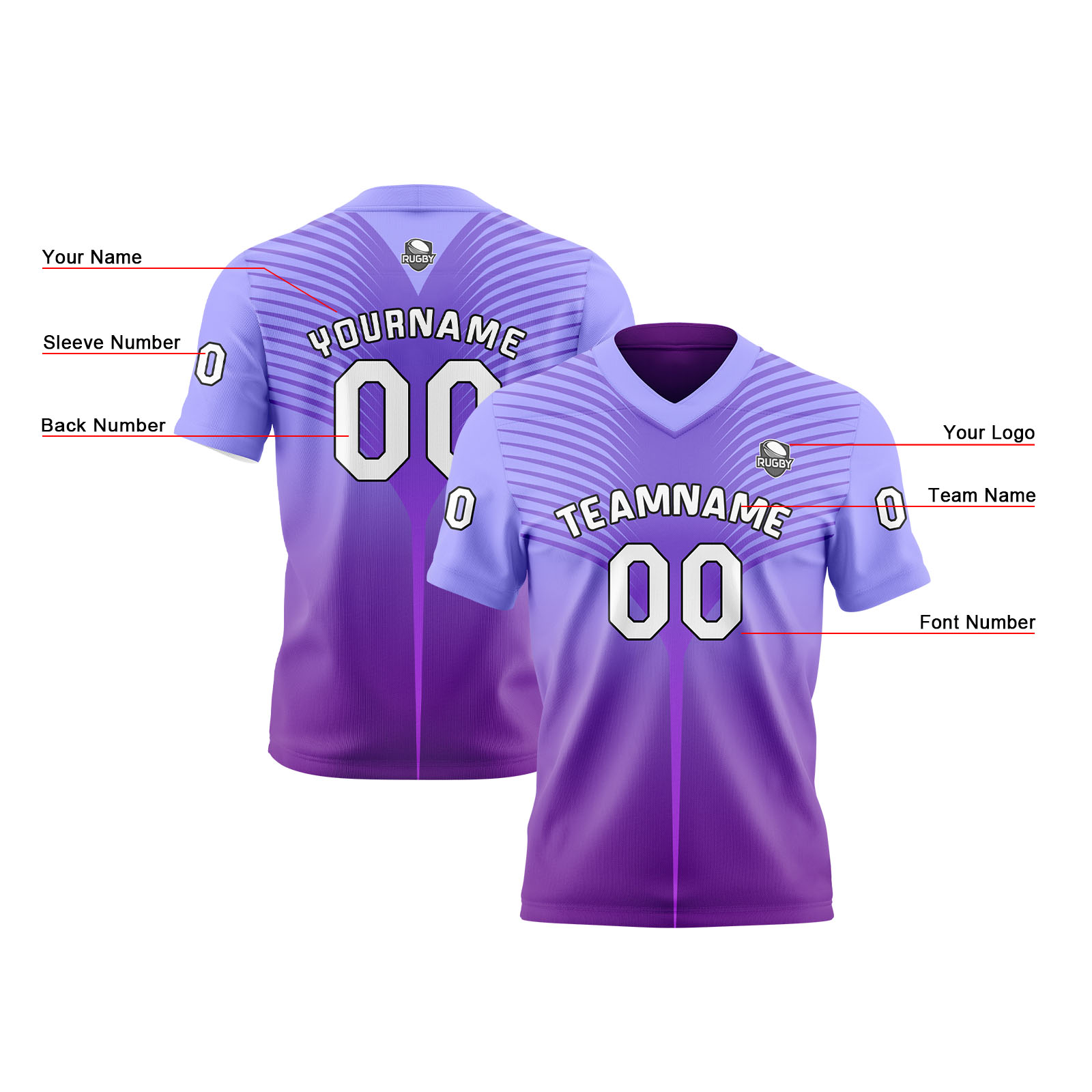 Custom Purple Reversible Football Jersey Personalized Gradient Football Shirts for Men Printed Team Name Number Logo