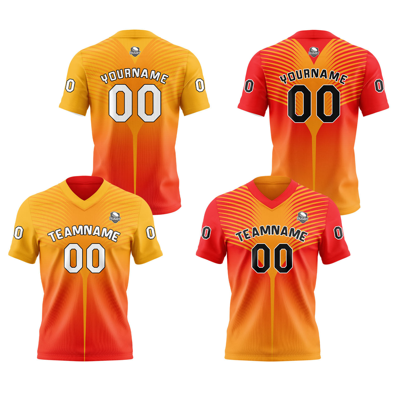 Custom Red Orange Reversible Football Jersey Personalized Gradient Football Shirts for Men Printed Team Name Number Logo