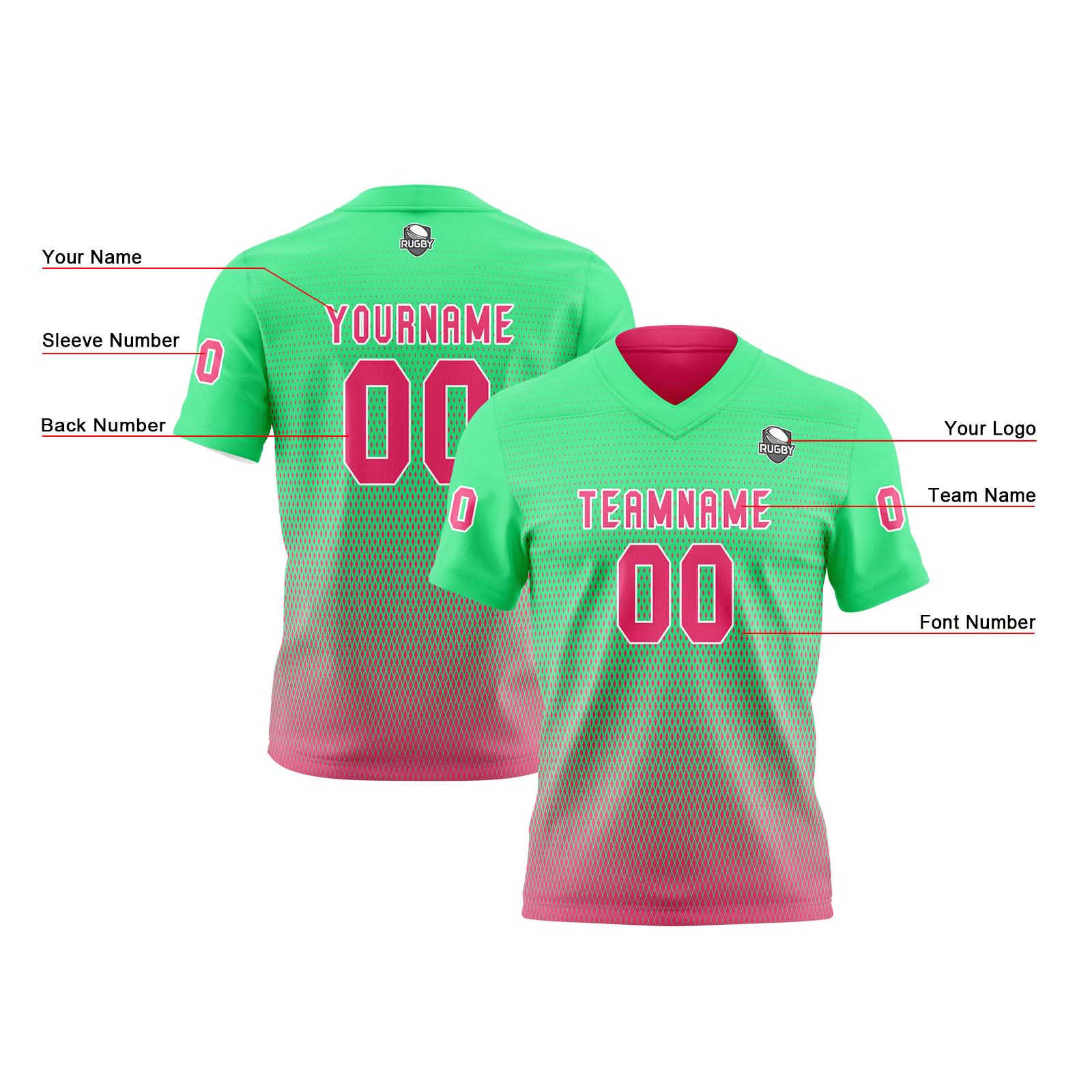 Custom Neon Green Hot Pink Reversible Football Jersey Personalized Gradient Football Shirts for Men Printed Team Name Number Logo