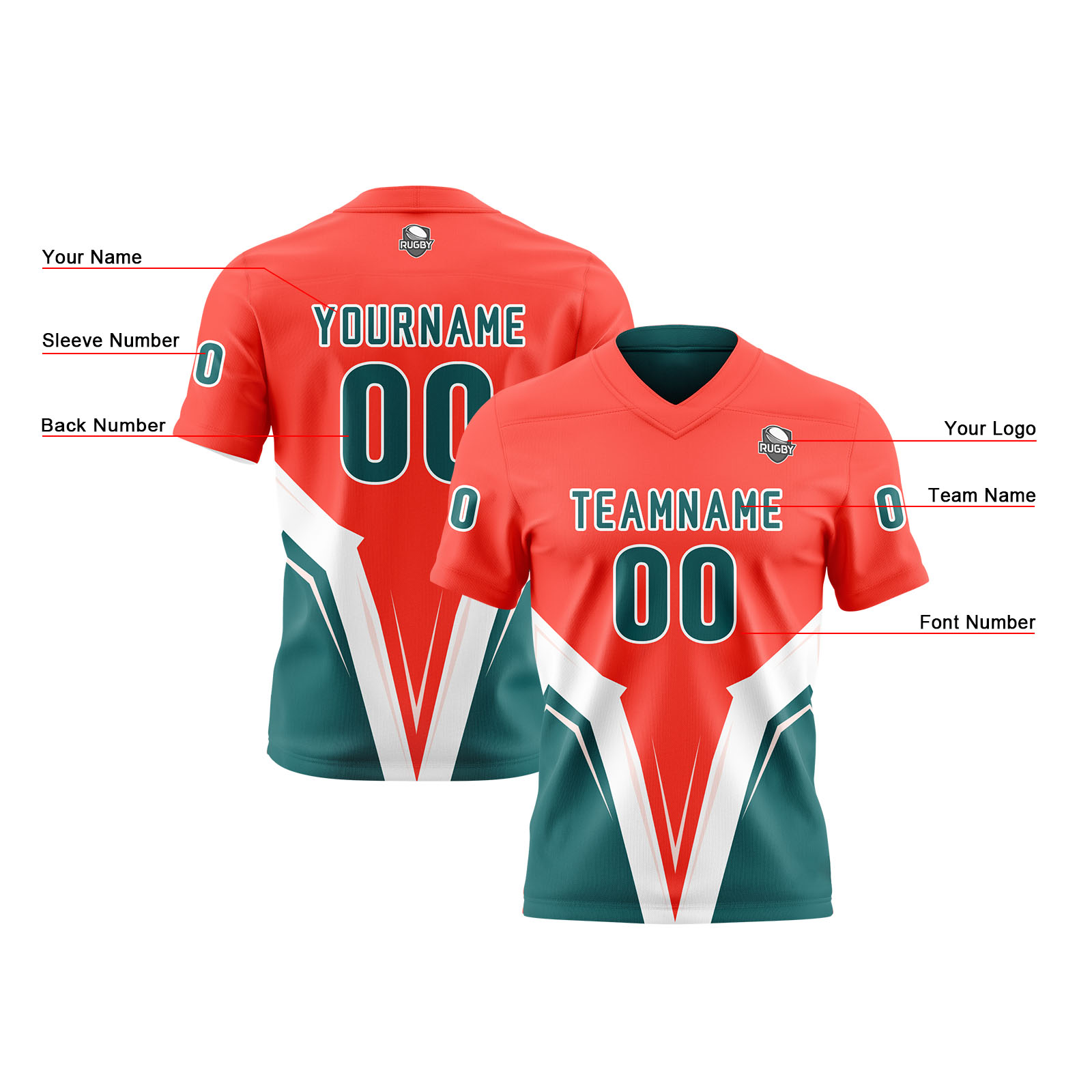 Custom Bright Red Teal Reversible Football Jersey Personalized Gradient Football Shirts for Men Printed Team Name Number Logo