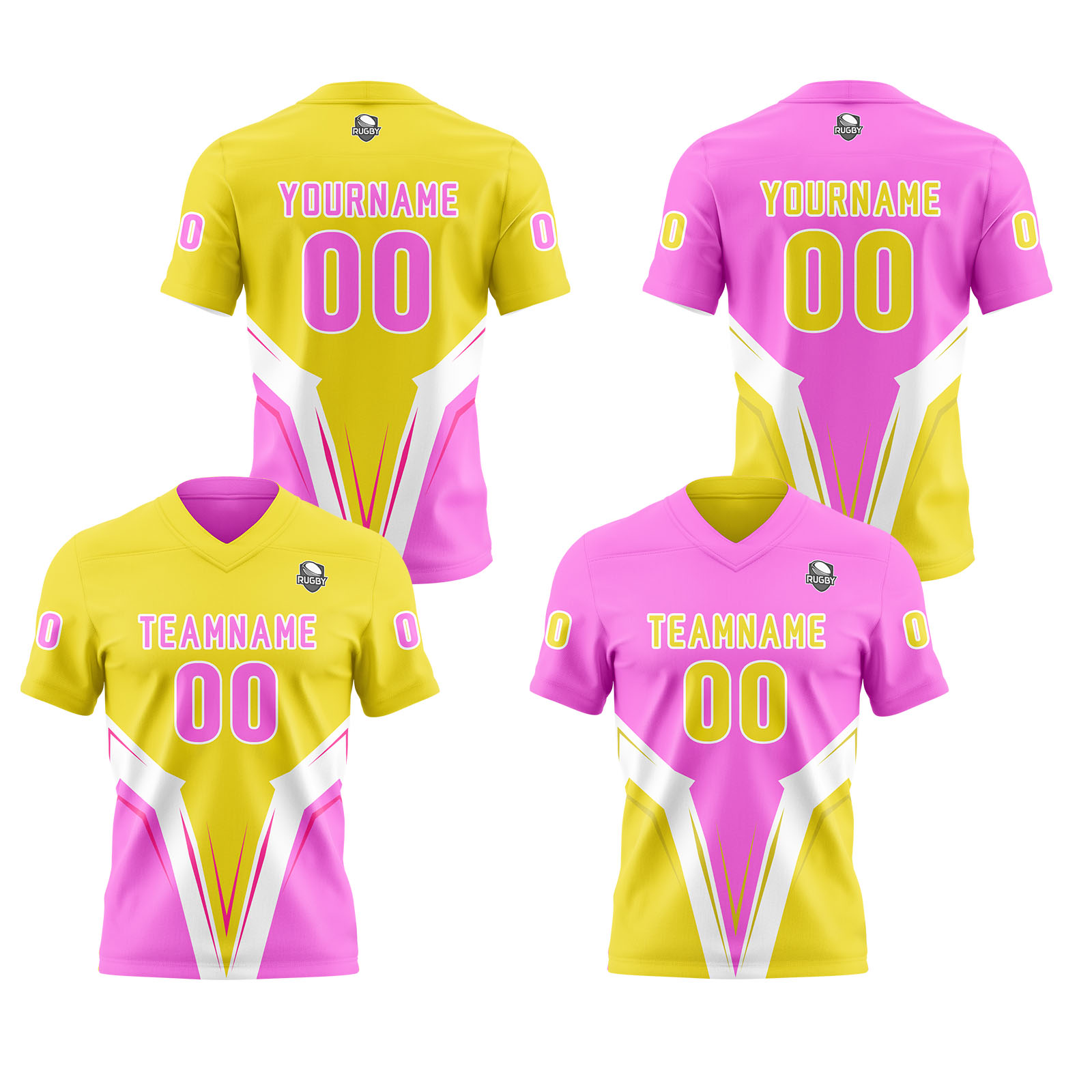 Custom Pink Yellow Reversible Football Jersey Personalized Gradient Football Shirts for Men Printed Team Name Number Logo