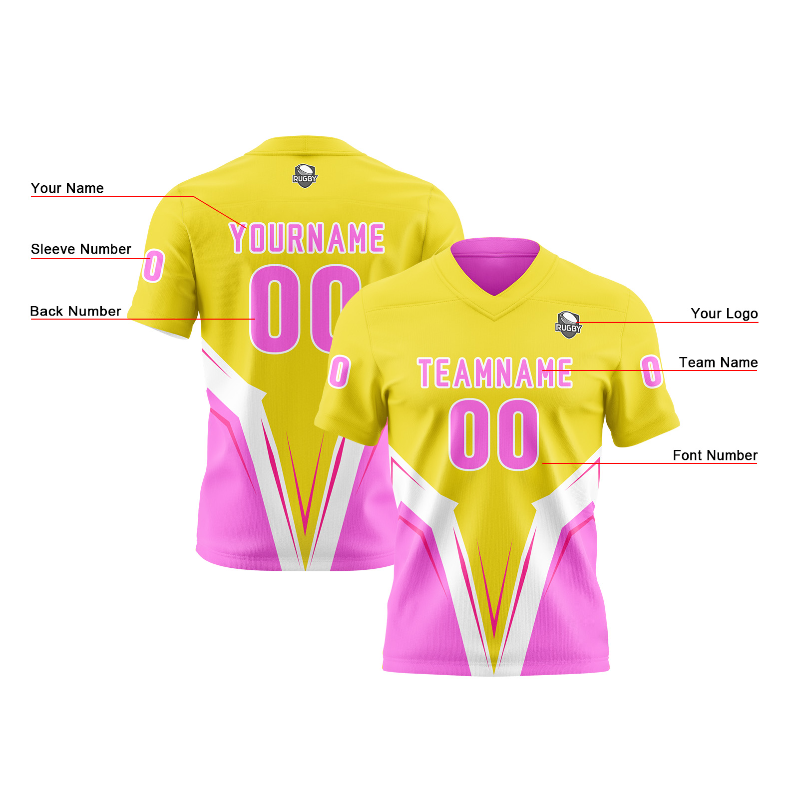 Custom Pink Yellow Reversible Football Jersey Personalized Gradient Football Shirts for Men Printed Team Name Number Logo