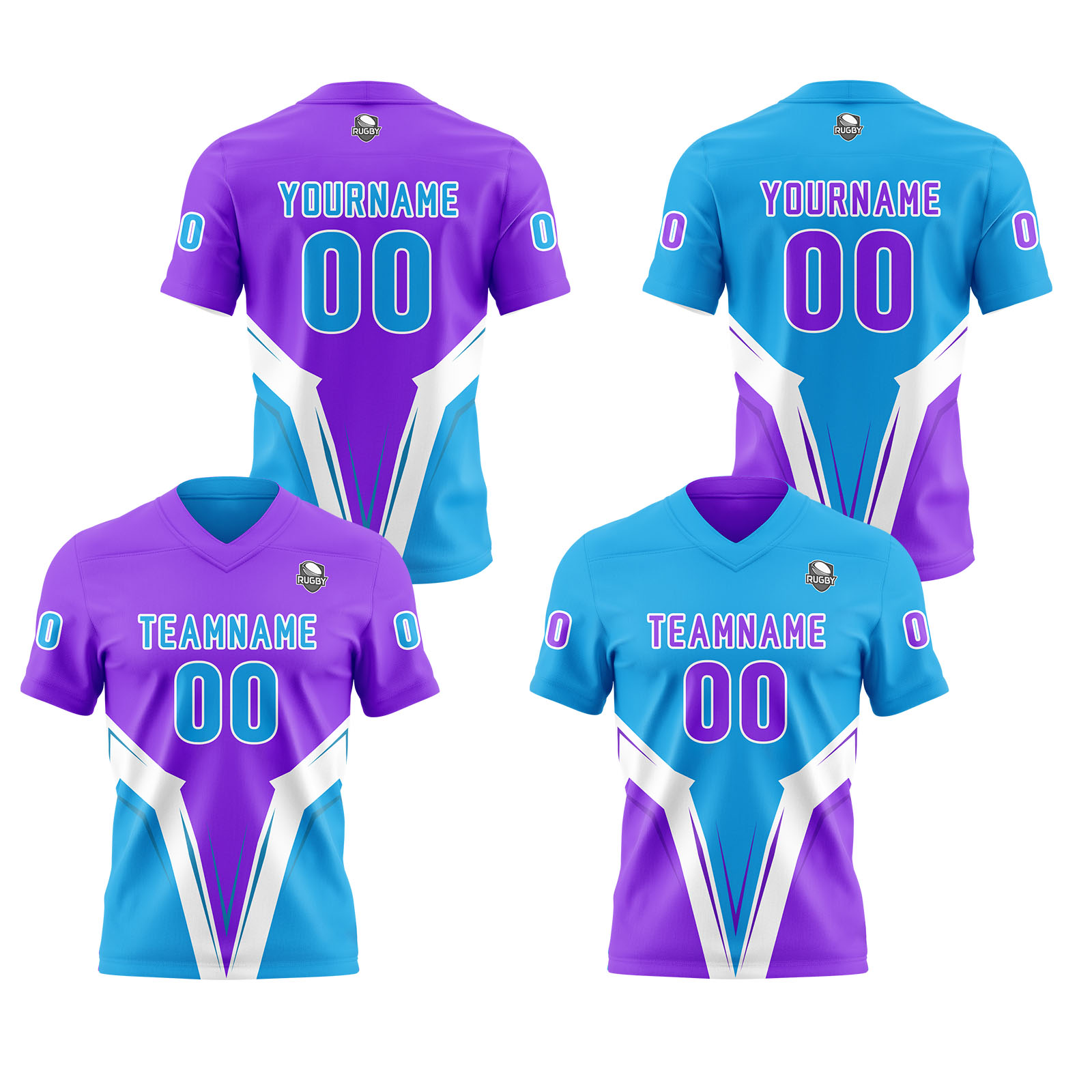 Custom Purple Blue Reversible Football Jersey Personalized Gradient Football Shirts for Men Printed Team Name Number Logo