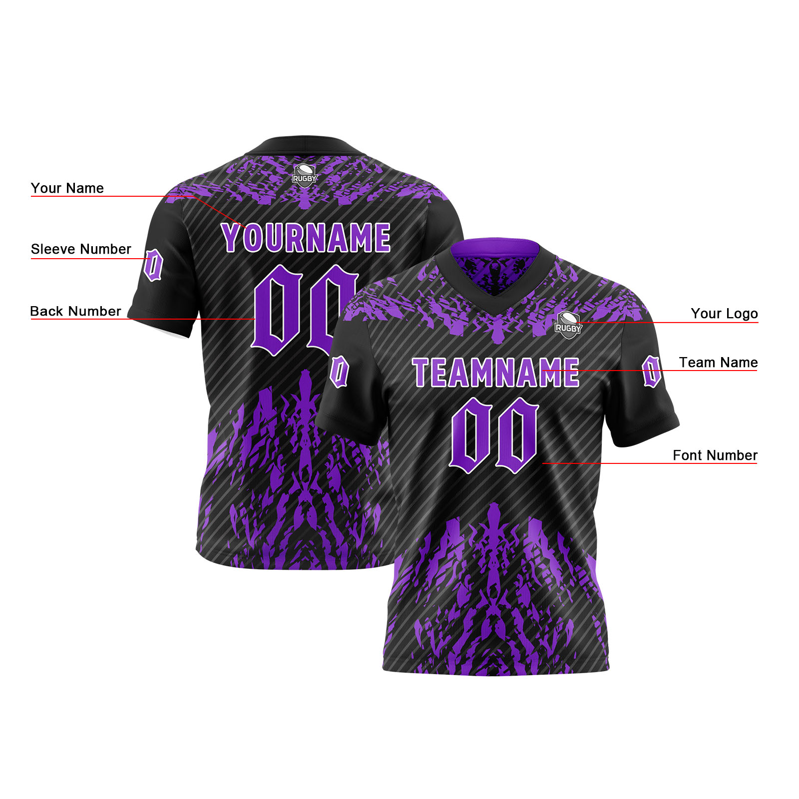 Custom Black Purple Reversible Football Jersey Personalized Gradient Football Shirts for Men Printed Team Name Number Logo