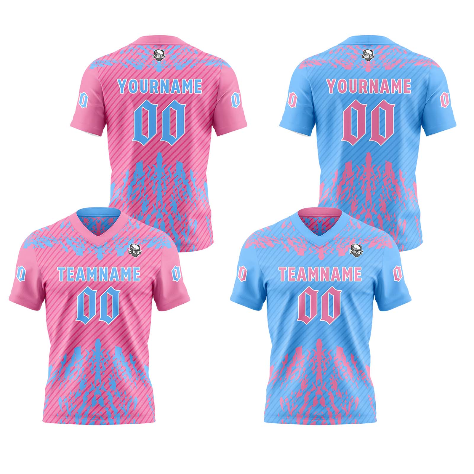 Custom Pink Blue Reversible Football Jersey Personalized Gradient Football Shirts for Men Printed Team Name Number Logo