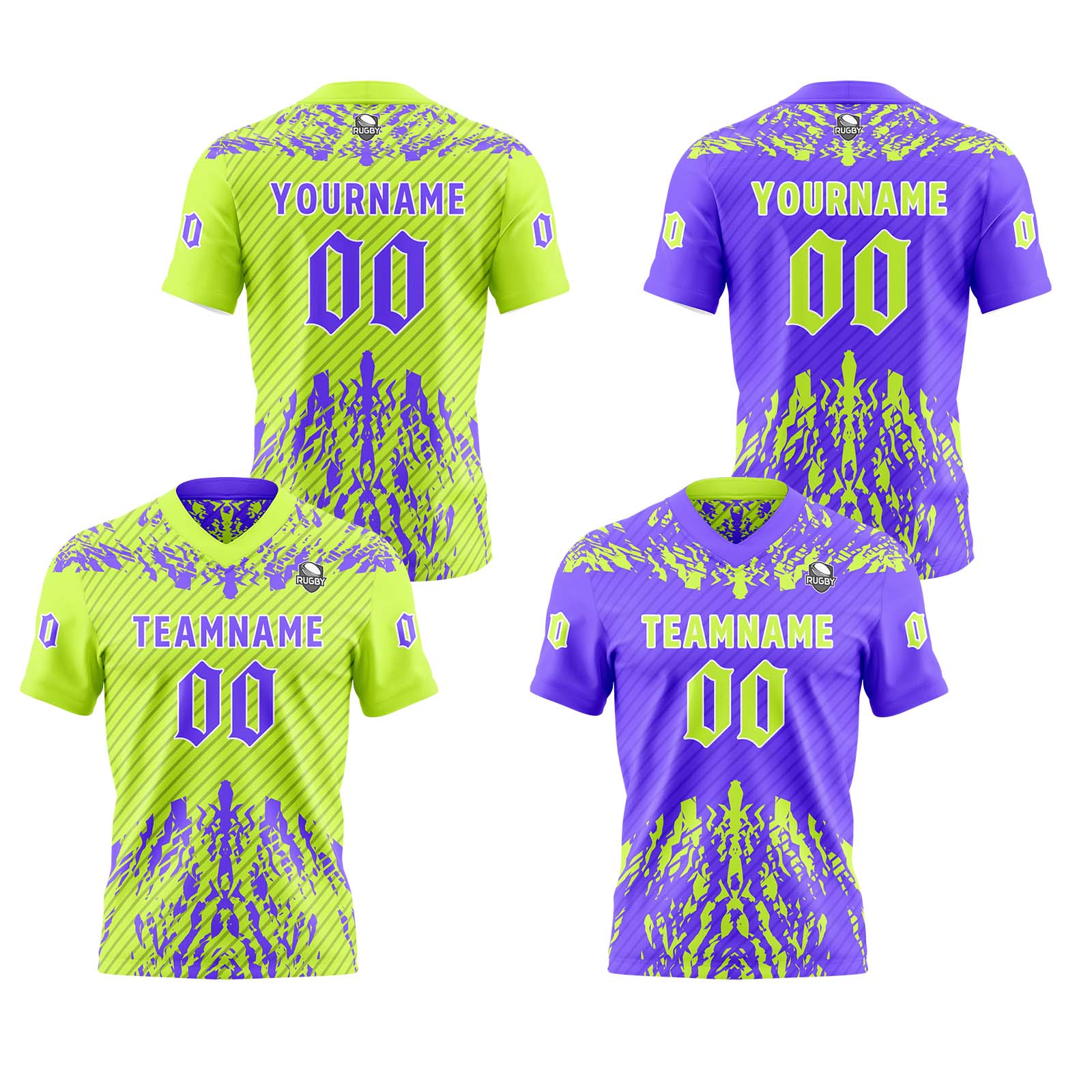 Custom Purple Green Reversible Football Jersey Personalized Gradient Football Shirts for Men Printed Team Name Number Logo