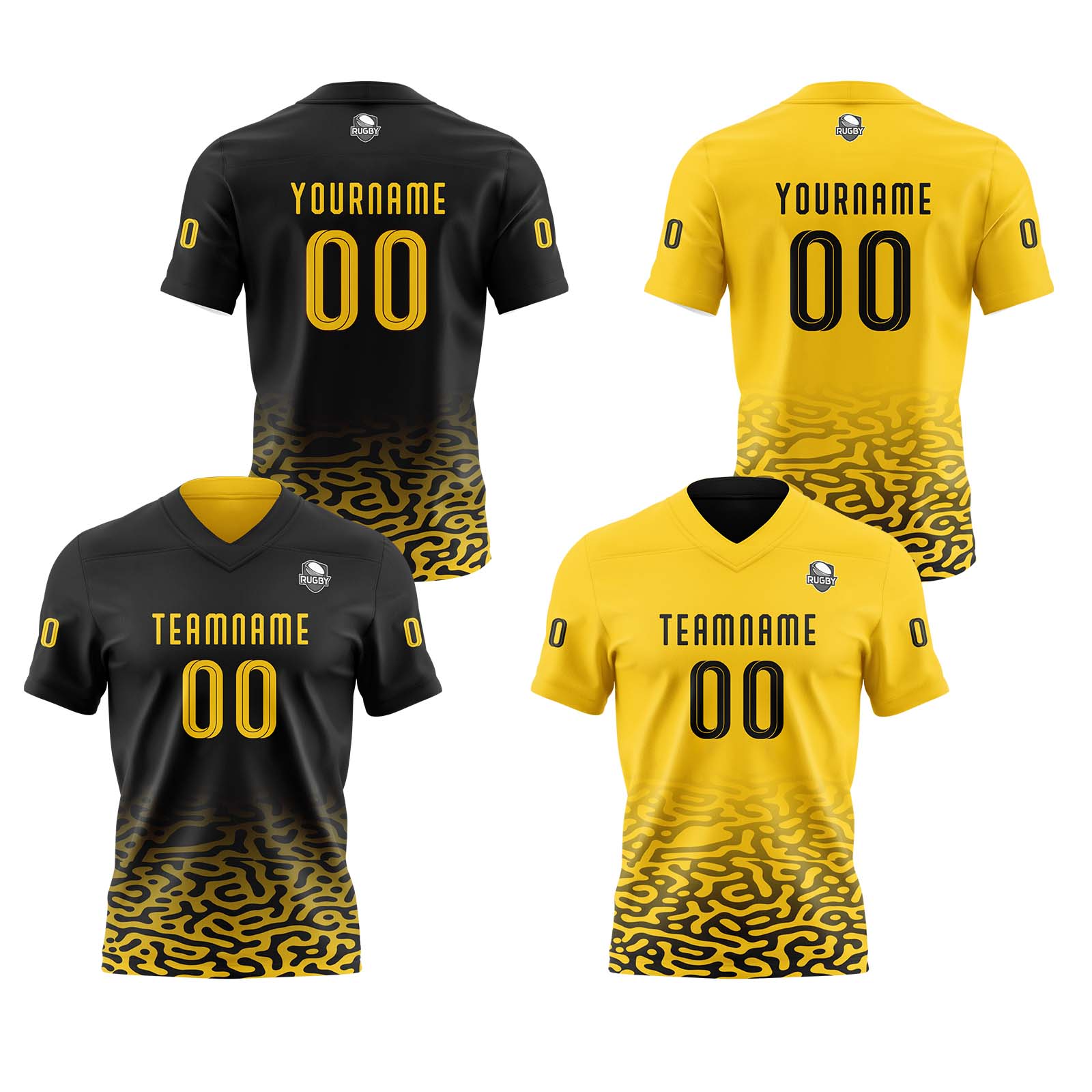 Custom Black Yellow Reversible Football Jersey Personalized Gradient Football Shirts for Men Printed Team Name Number Logo