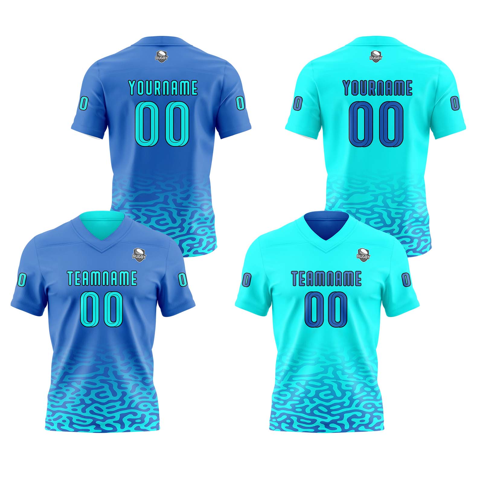 Custom Blue Reversible Football Jersey Personalized Gradient Football Shirts for Men Printed Team Name Number Logo