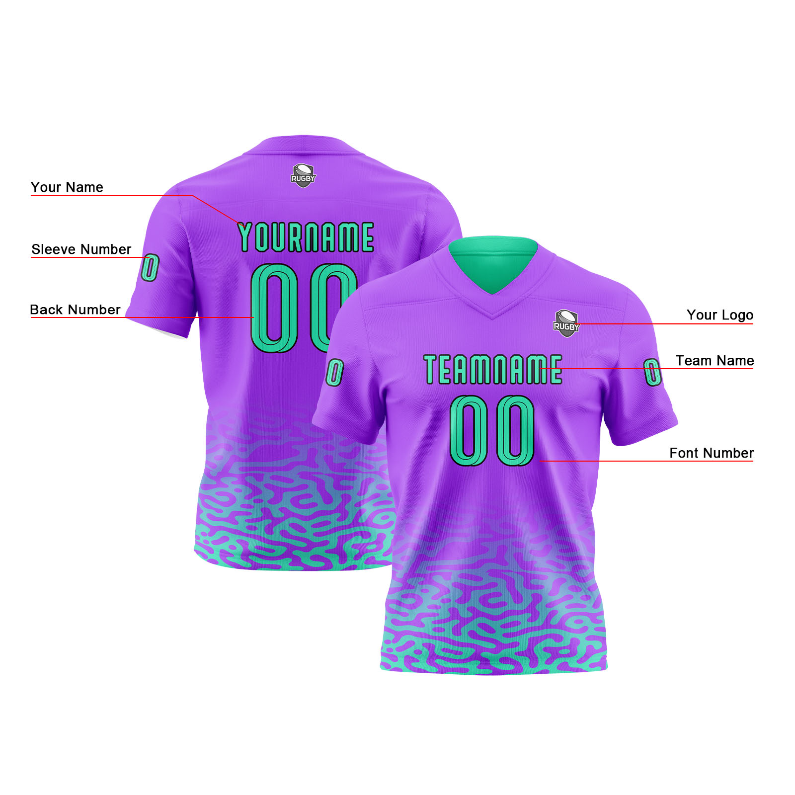 Custom Green Purple Reversible Football Jersey Personalized Gradient Football Shirts for Men Printed Team Name Number Logo