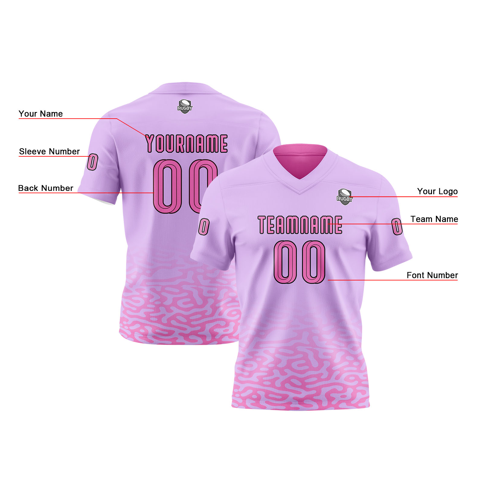 Custom Pink Purple Reversible Football Jersey Personalized Gradient Football Shirts for Men Printed Team Name Number Logo