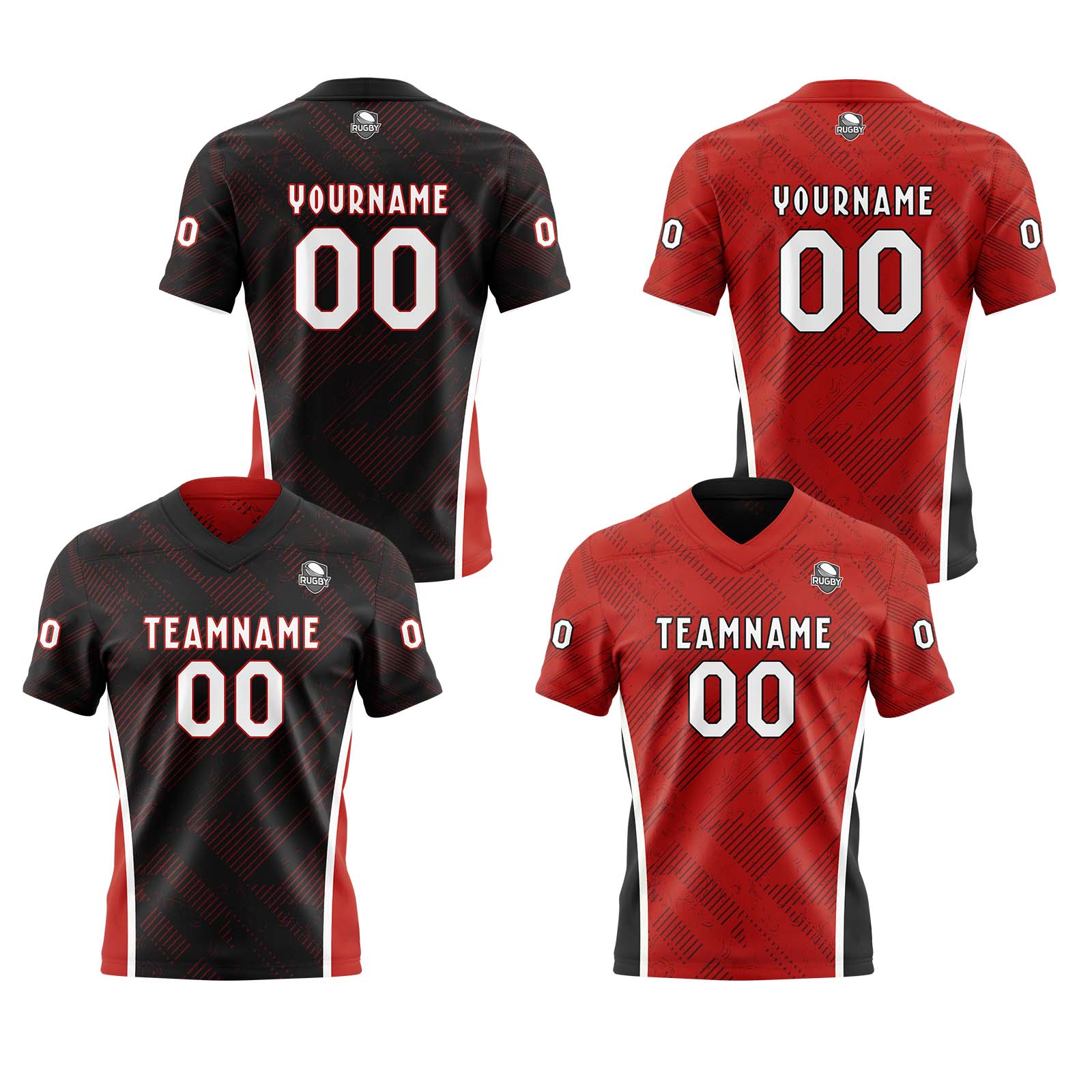 Custom Black Red Reversible Football Jersey Personalized Gradient Football Shirts for Men Printed Team Name Number Logo
