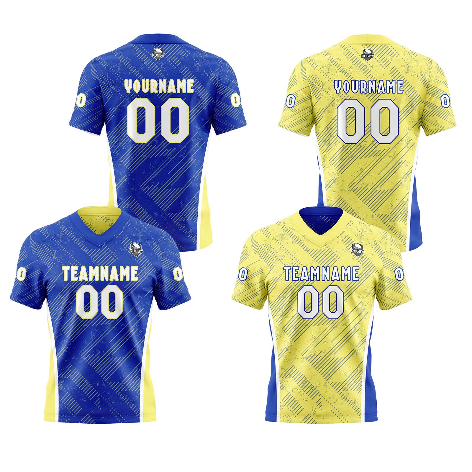 Custom Blue Yellow Reversible Football Jersey Personalized Gradient Football Shirts for Men Printed Team Name Number Logo