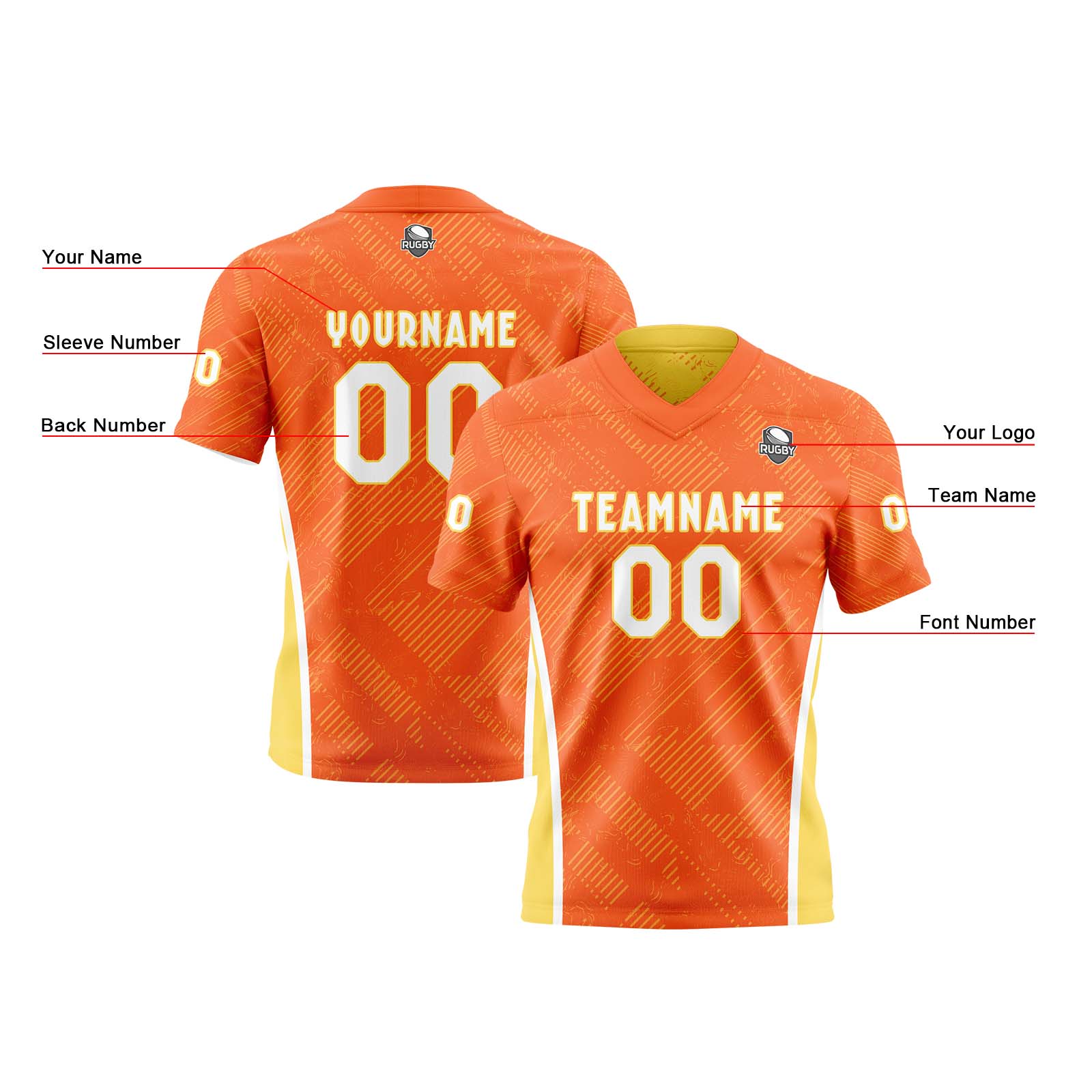 Custom Orange Yellow Reversible Football Jersey Personalized Gradient Football Shirts for Men Printed Team Name Number Logo
