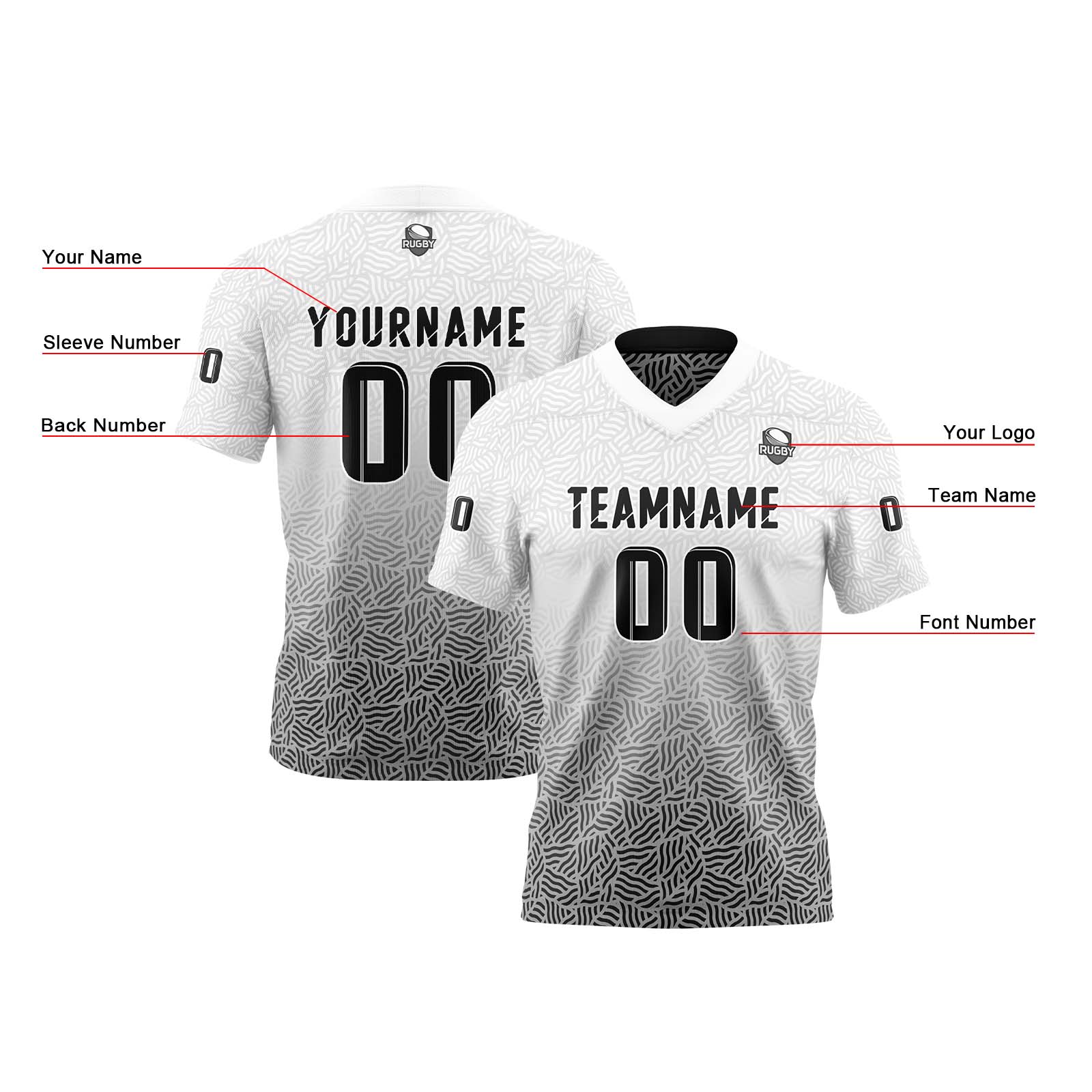 Custom Black White Reversible Football Jersey Personalized Gradient Football Shirts for Men Printed Team Name Number Logo