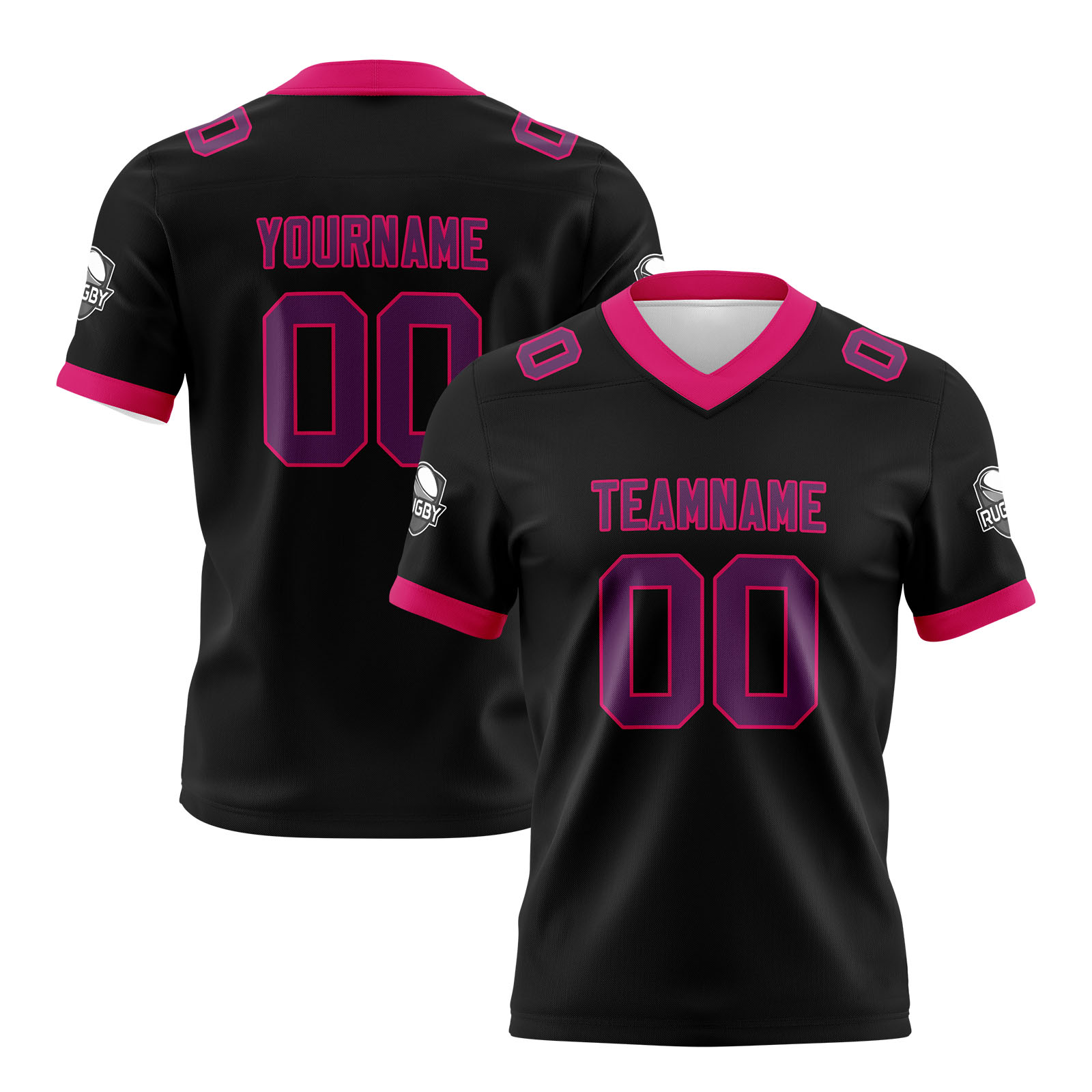 Custom Black Pink Football Jersey Personalized Football Shirts for Men Printed Team Name Number Logo