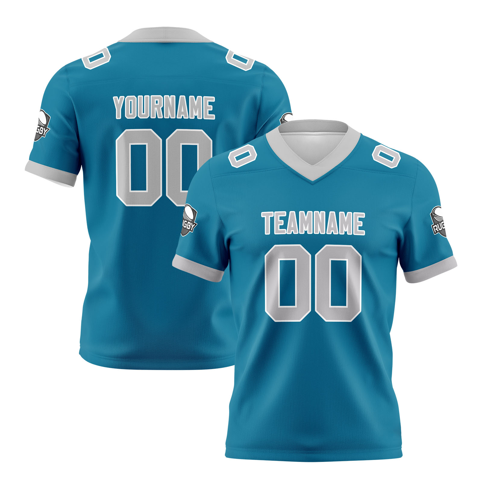 Custom Blue Grey Football Jersey Personalized Football Shirts for Men Printed Team Name Number Logo