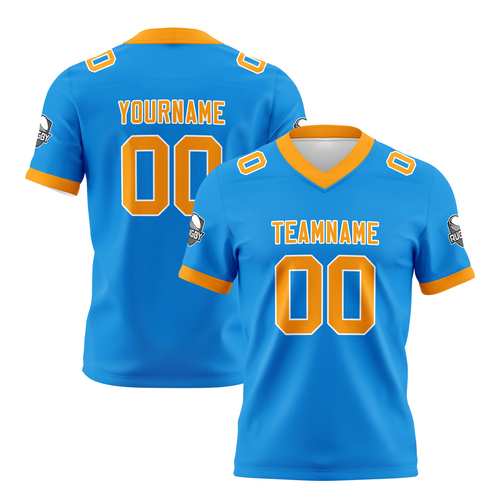 Custom Blue Orange Football Jersey Personalized Football Shirts for Men Printed Team Name Number Logo