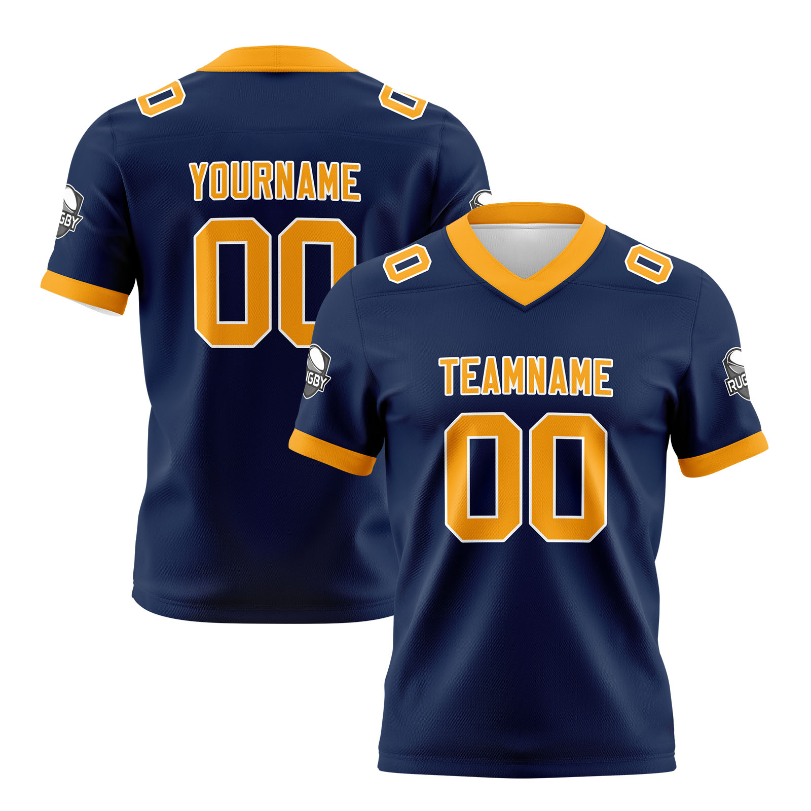 Custom Blue Yellow Football Jersey Personalized Football Shirts for Men Printed Team Name Number Logo