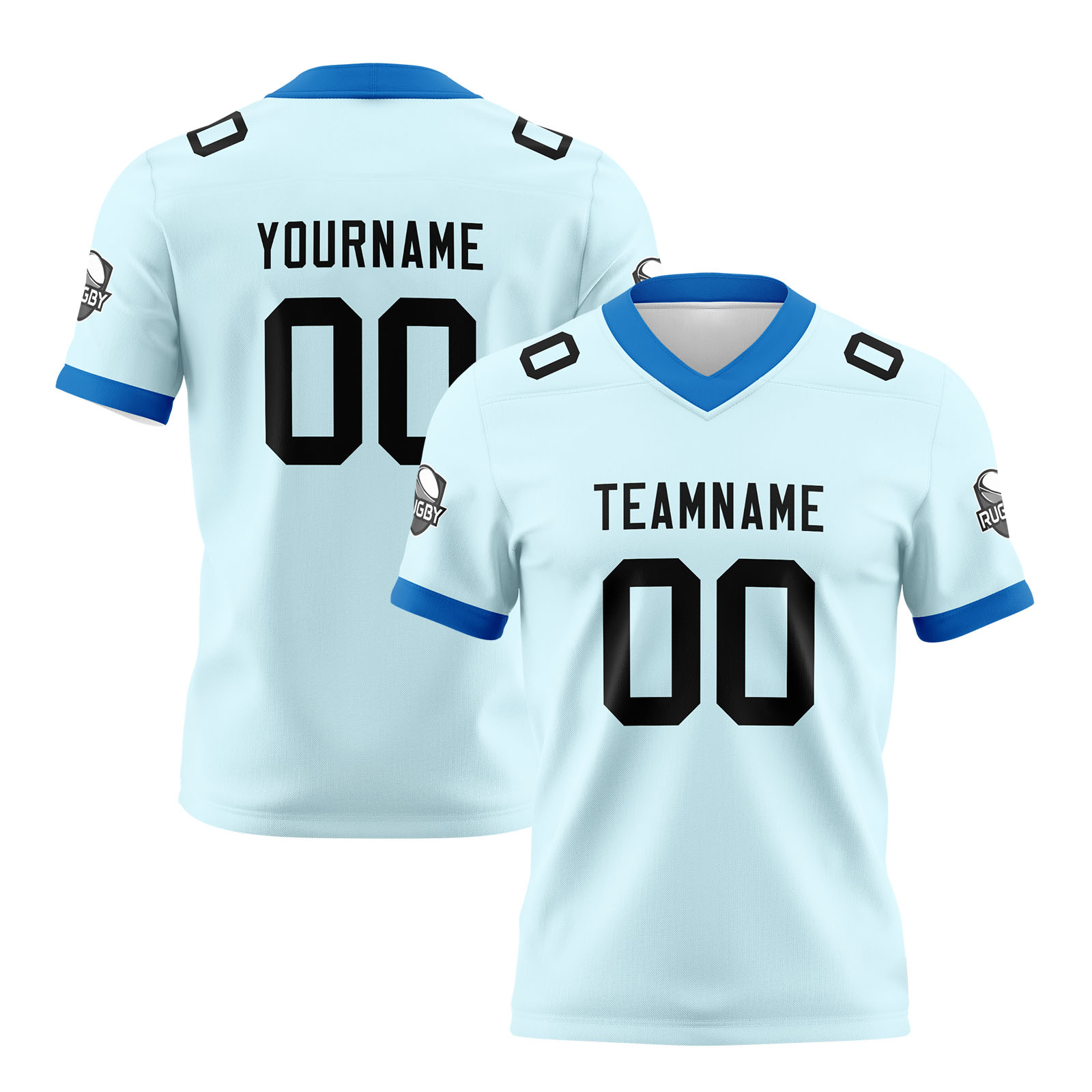 Custom Cyan Black Football Jersey Personalized Football Shirts for Men Printed Team Name Number Logo