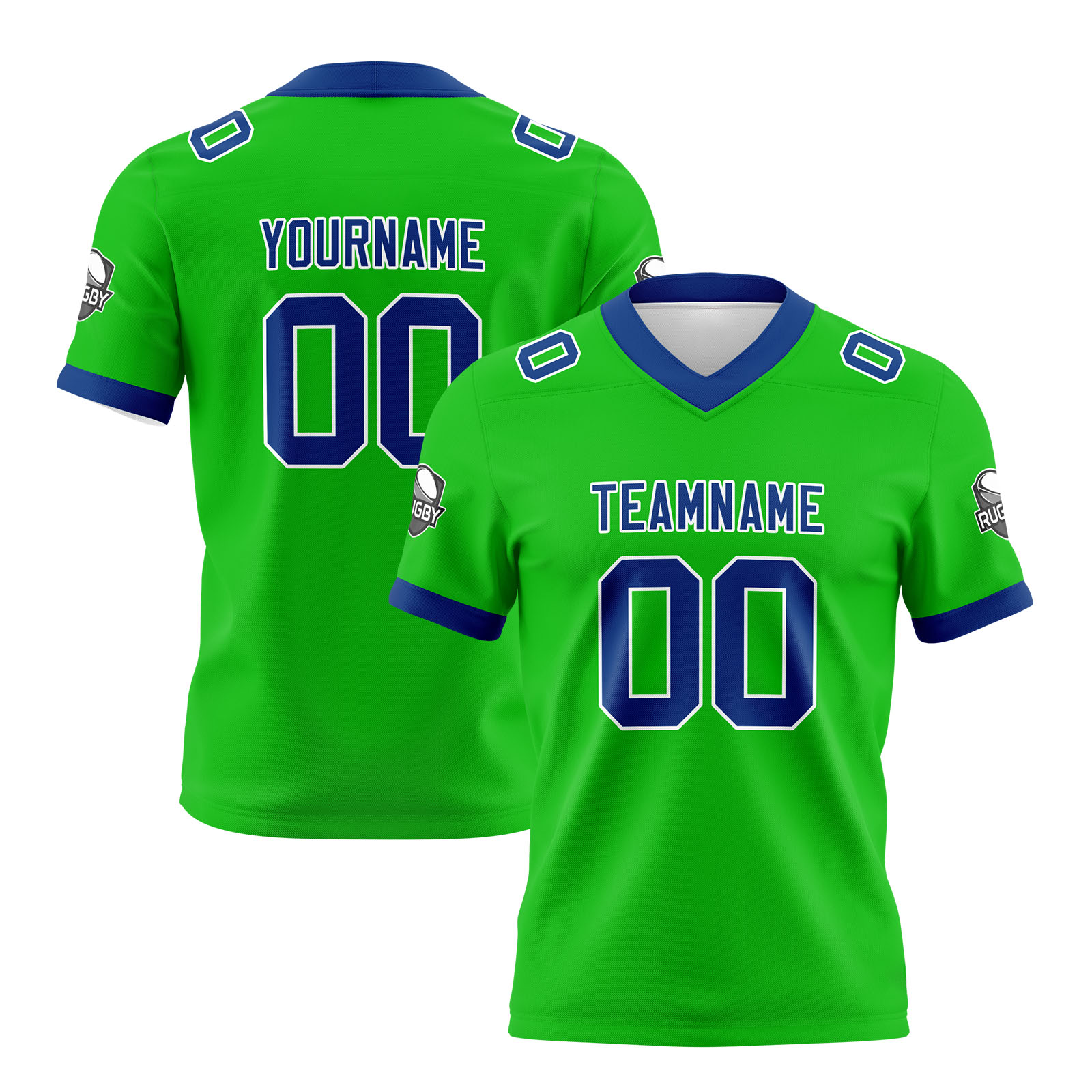 Custom Green Blue Football Jersey Personalized Football Shirts for Men Printed Team Name Number Logo