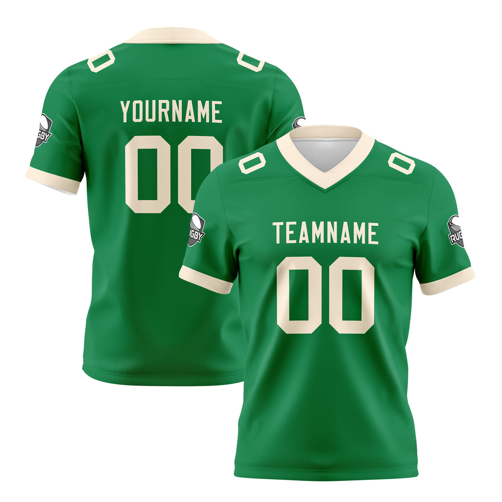 Custom Green Cream Football Jersey Personalized Football Shirts for Men Printed Team Name Number Logo