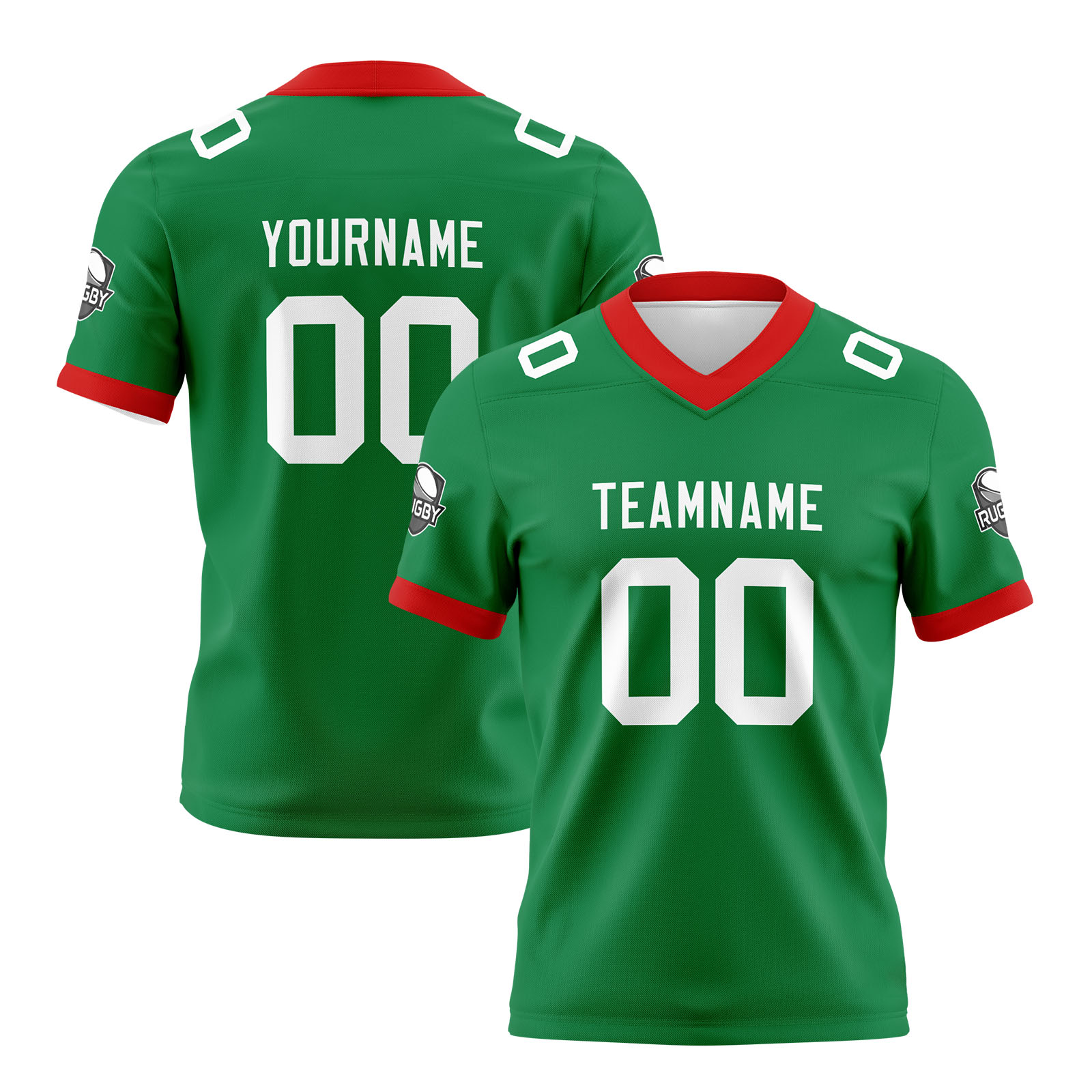 Custom Green White Football Jersey Personalized Football Shirts for Men Printed Team Name Number Logo