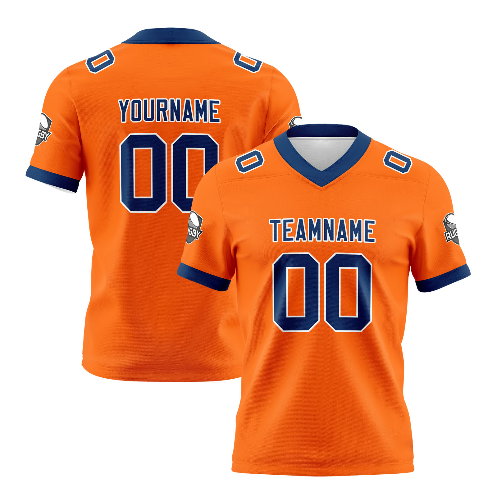 Custom Orange Blue Football Jersey Personalized Football Shirts for Men Printed Team Name Number Logo
