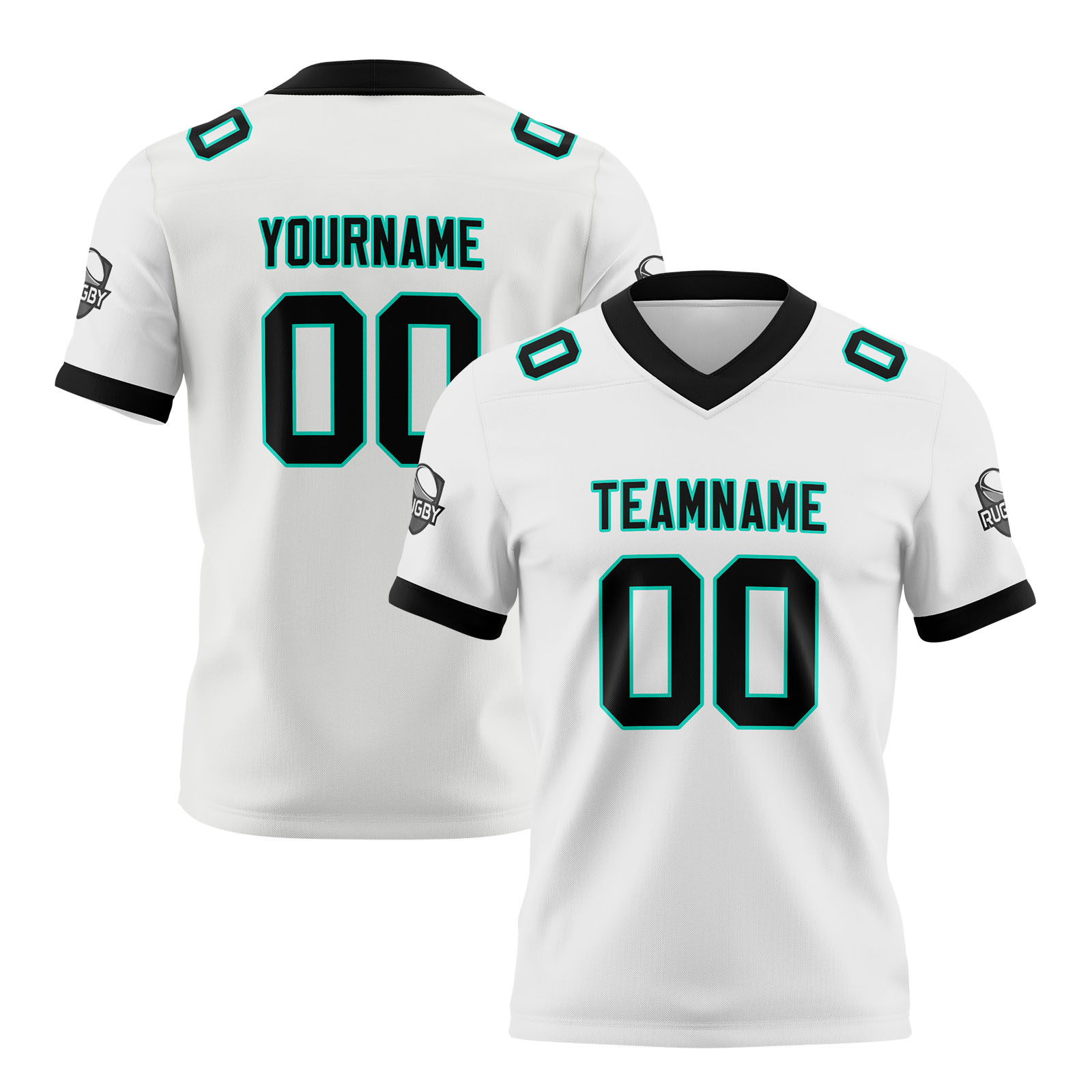 Custom White Black Football Jersey Personalized Football Shirts for Men Printed Team Name Number Logo
