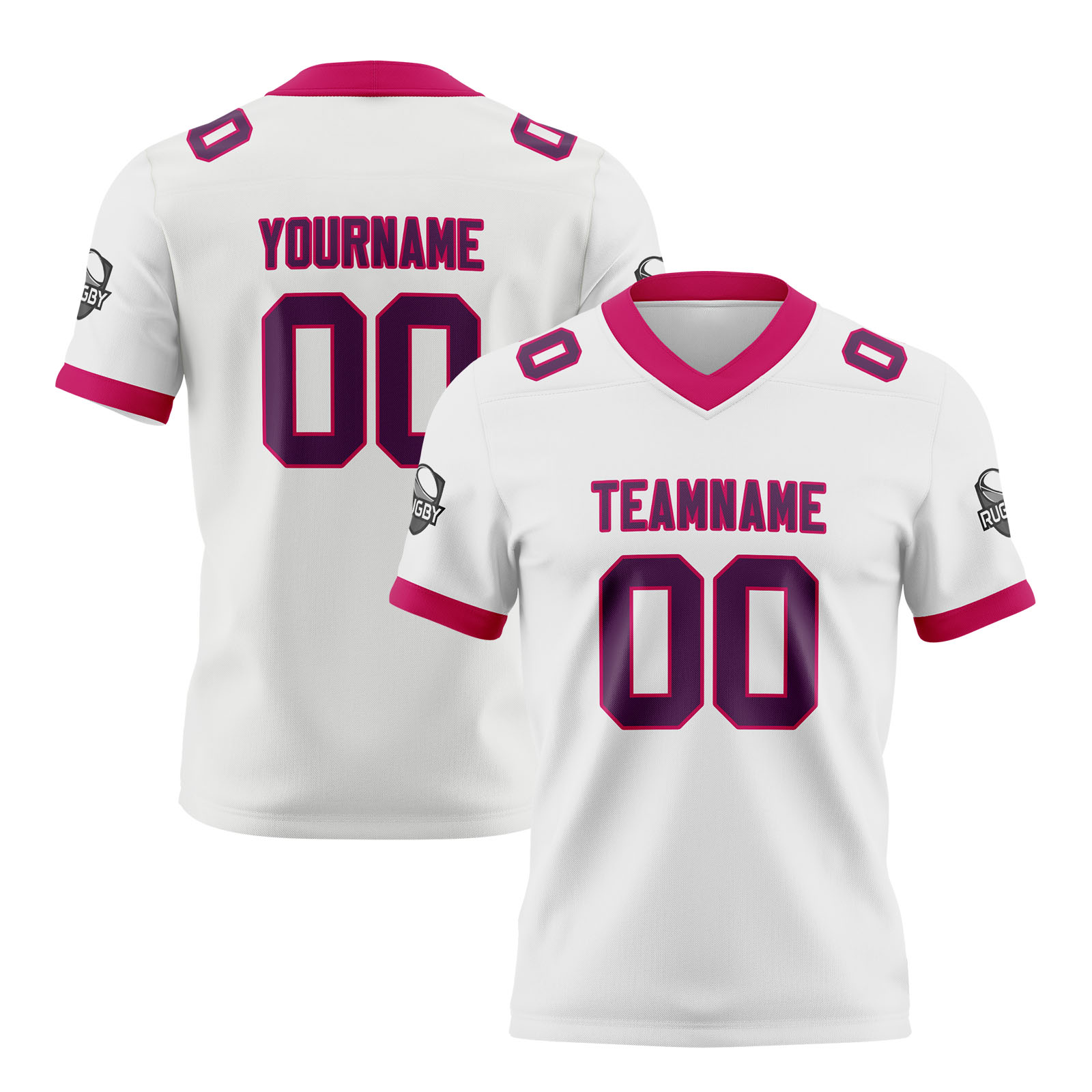 Custom White Pink Football Jersey Personalized Football Shirts for Men Printed Team Name Number Logo