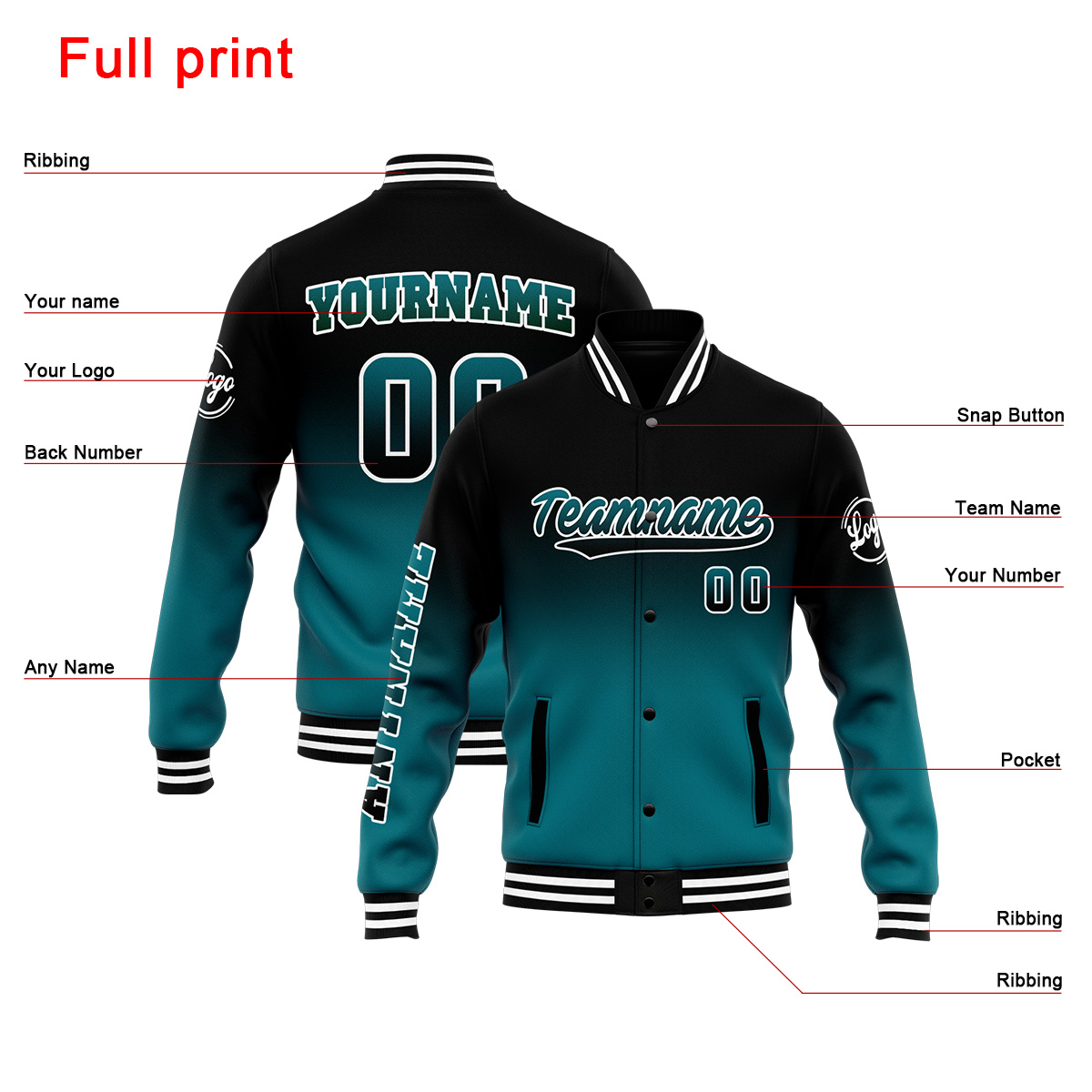 Custom Black&Green Varsity Jacket for Men Women and Youth with Personalized Letterman Jacket 