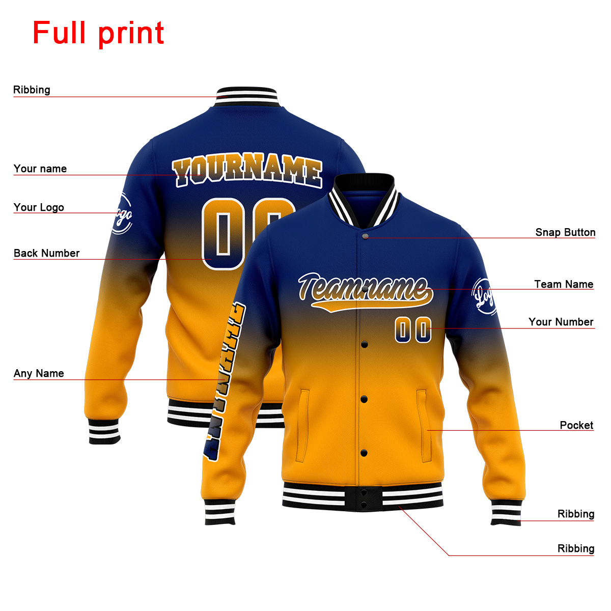 Custom Navy&Orange Varsity Jacket for Men Women and Youth with Personalized Letterman Jacket 