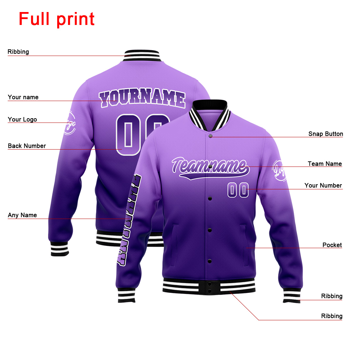 Custom Purple Varsity Jacket for Men Women and Youth with Personalized Letterman Jacket 