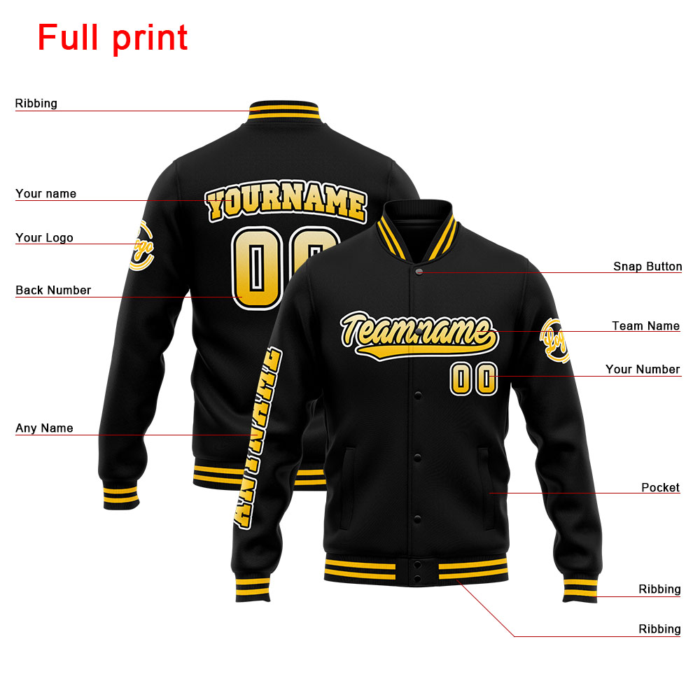 Custom Yellow Black Varsity Jacket for Men Women and Youth with Personalized Letterman Jacket 