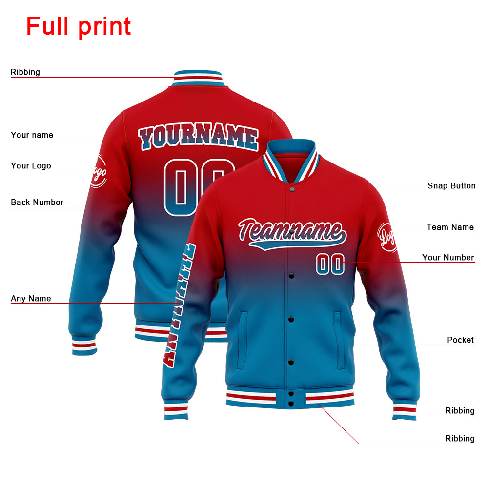 Custom Blue Red Varsity Jacket for Men Women and Youth with Personalized Letterman Jacket 
