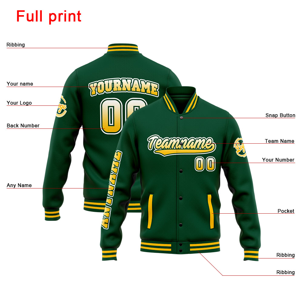 Custom Green Varsity Jacket for Men Women and Youth with Personalized Letterman Jacket 
