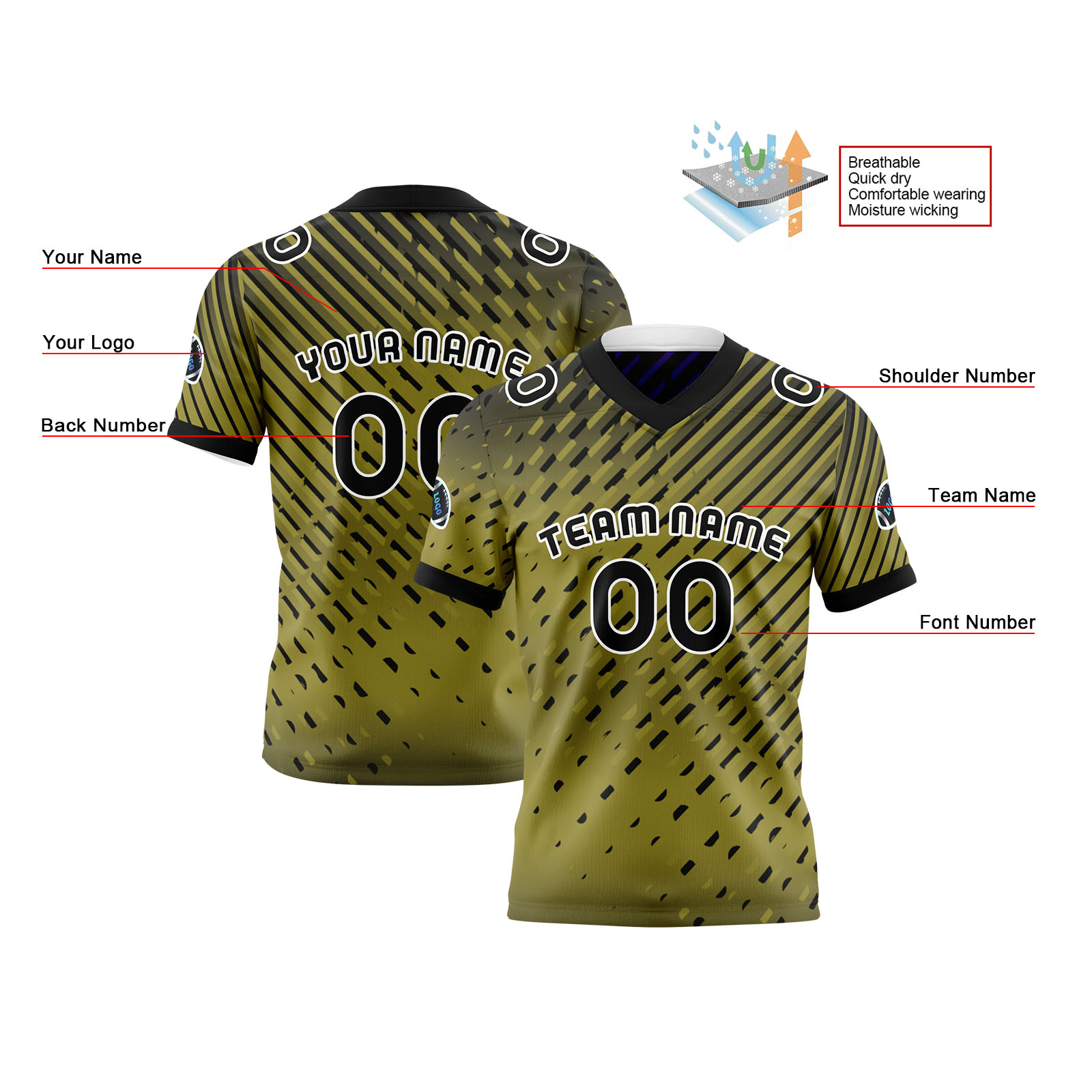 Custom Yellow Purple Reversible Football Jersey Personalized Gradient Football Shirts for Men Printed Team Name Number Logo