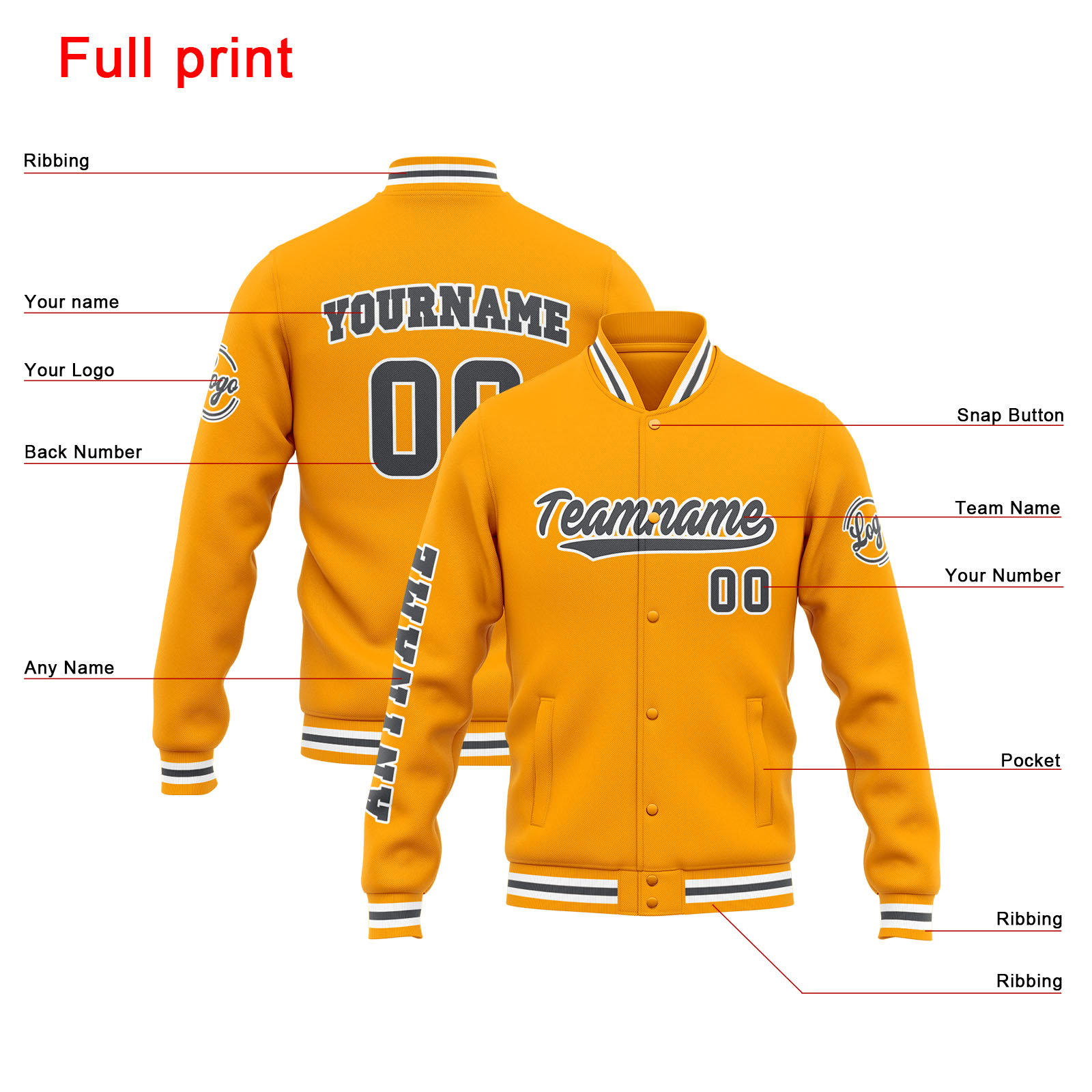 Custom Yellow Grey Varsity Jacket for Men Women and Youth with Personalized Letterman Jacket 