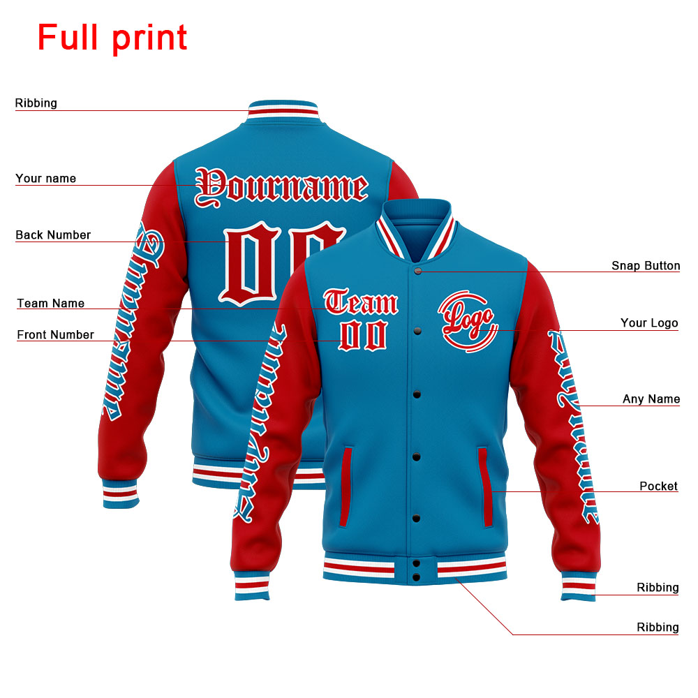 Custom Blue Red Varsity Jacket for Men Women and Youth with Personalized Letterman Jacket 