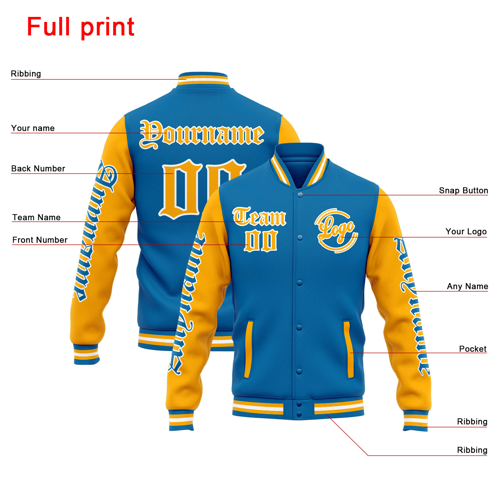 Custom Blue Orange Varsity Jacket for Men Women and Youth with Personalized Letterman Jacket 